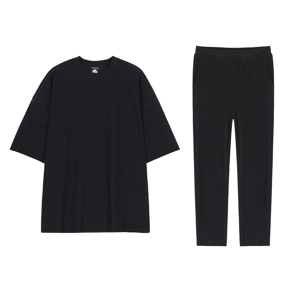 RT No. 2042 PLEATED ANKLE WIDE PANTS & HALF SLEEVE SHIRT Product Image