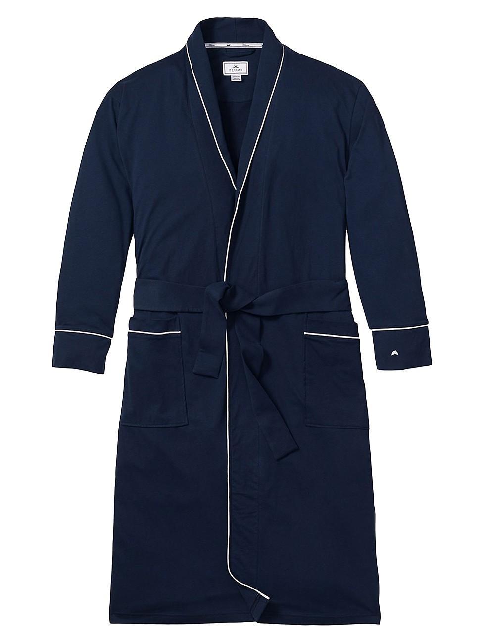 Mens Luxe Pima Cotton Navy Robe Product Image