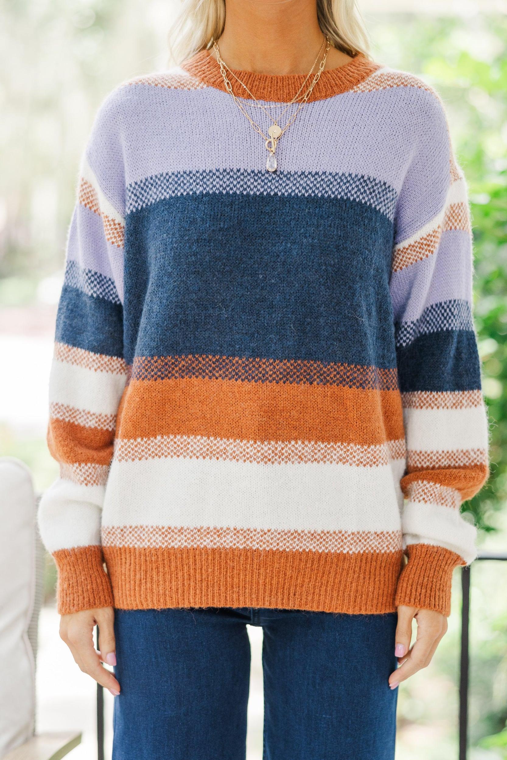 Fell For You Navy Striped Sweater Female Product Image