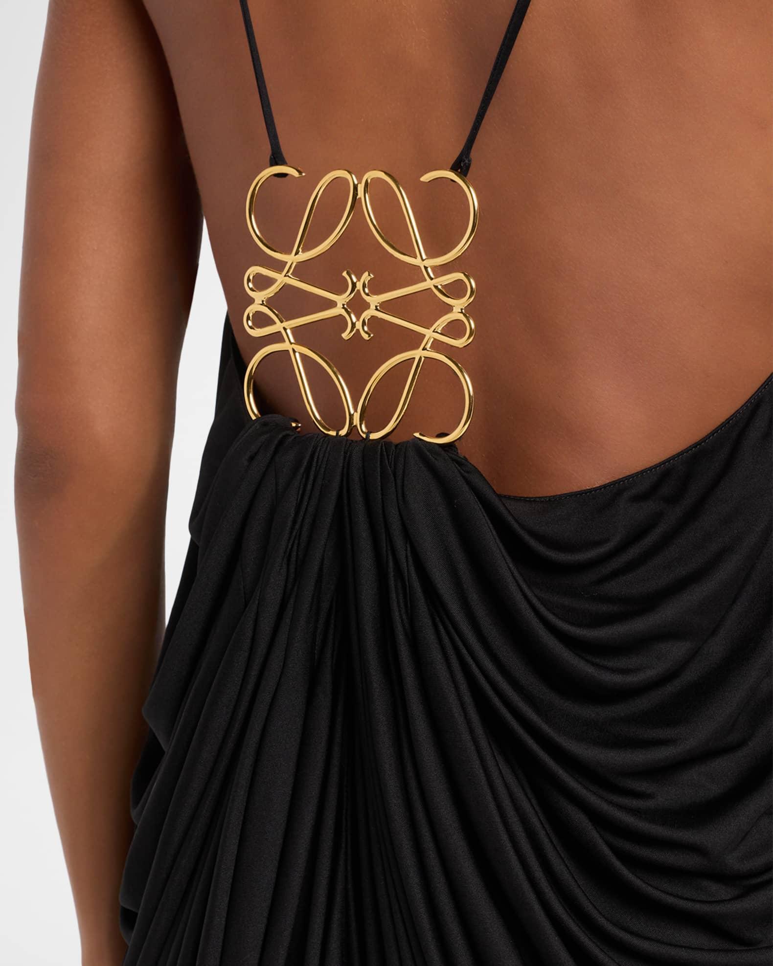 Draped Anagram Backless Midi Dress Product Image