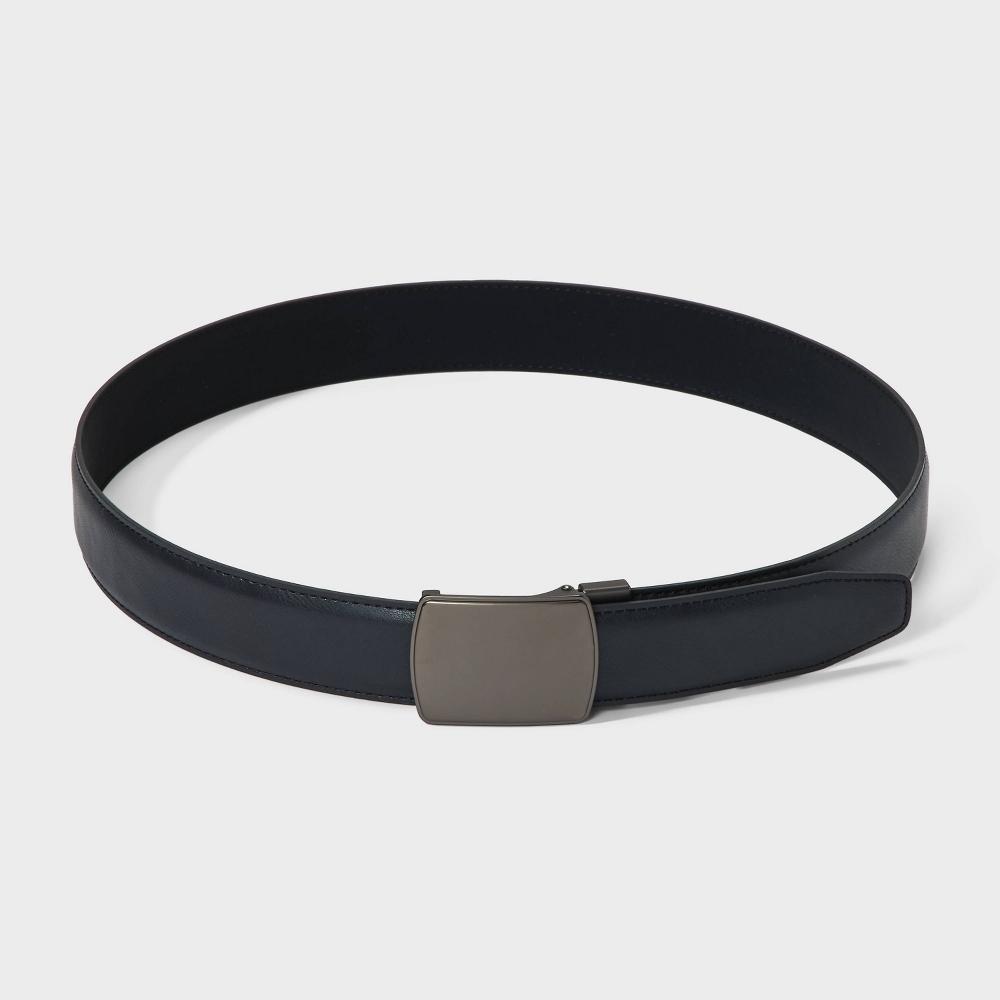 Mens Reversible Tension Plaque Buckle Dress Belt - Goodfellow & Co Black Product Image