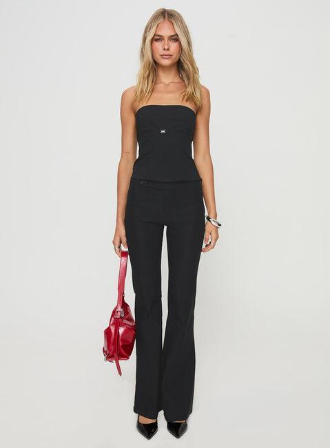 Flounce Strapless Top Black Product Image