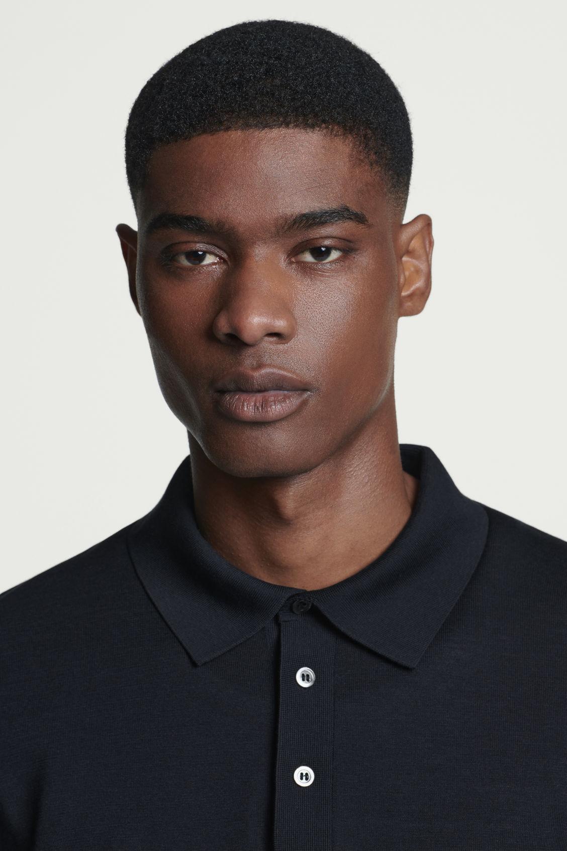 SLIM KNITTED SILK POLO SHIRT Product Image