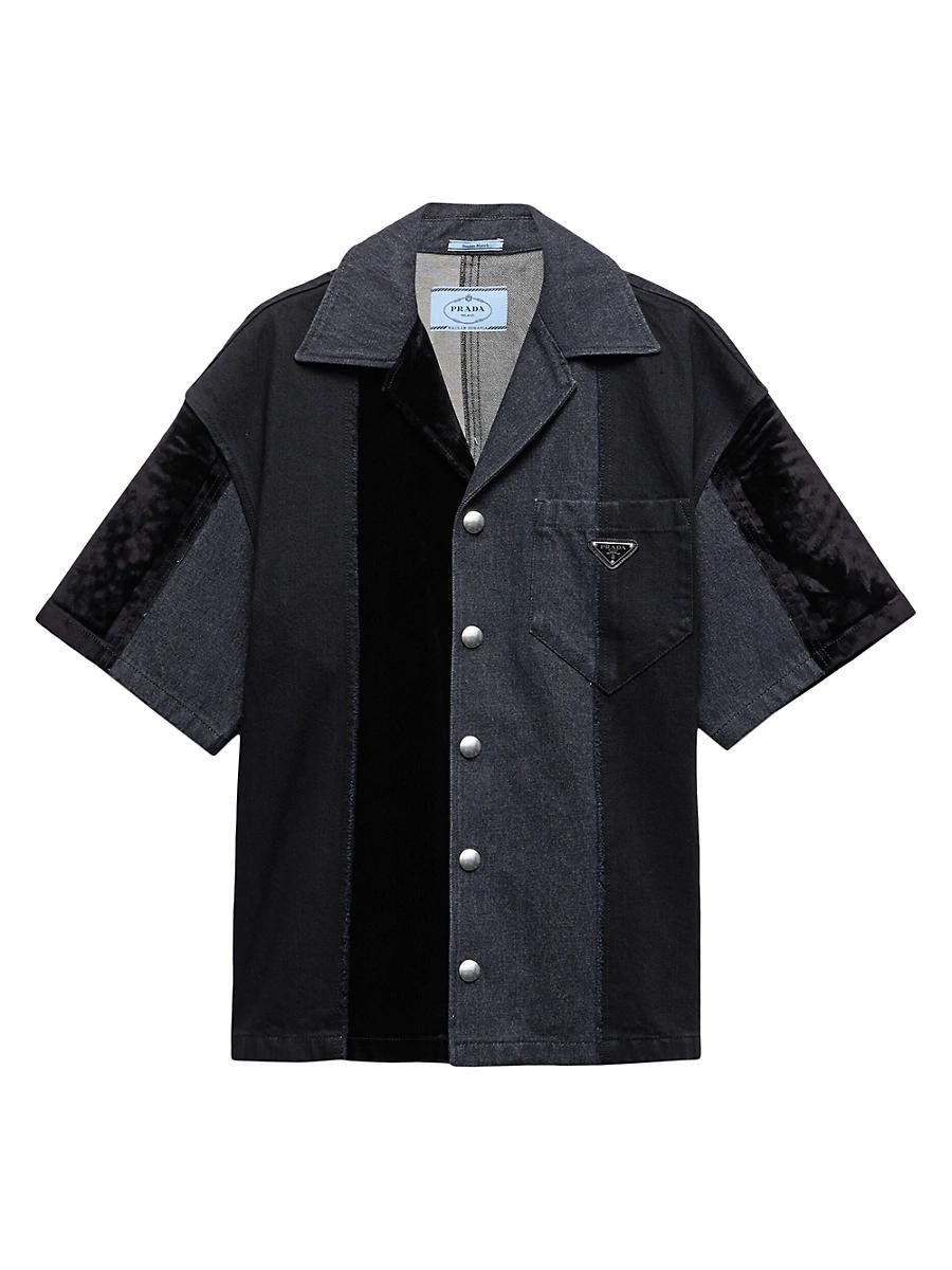 Mens Denim Patchwork Shirt Product Image