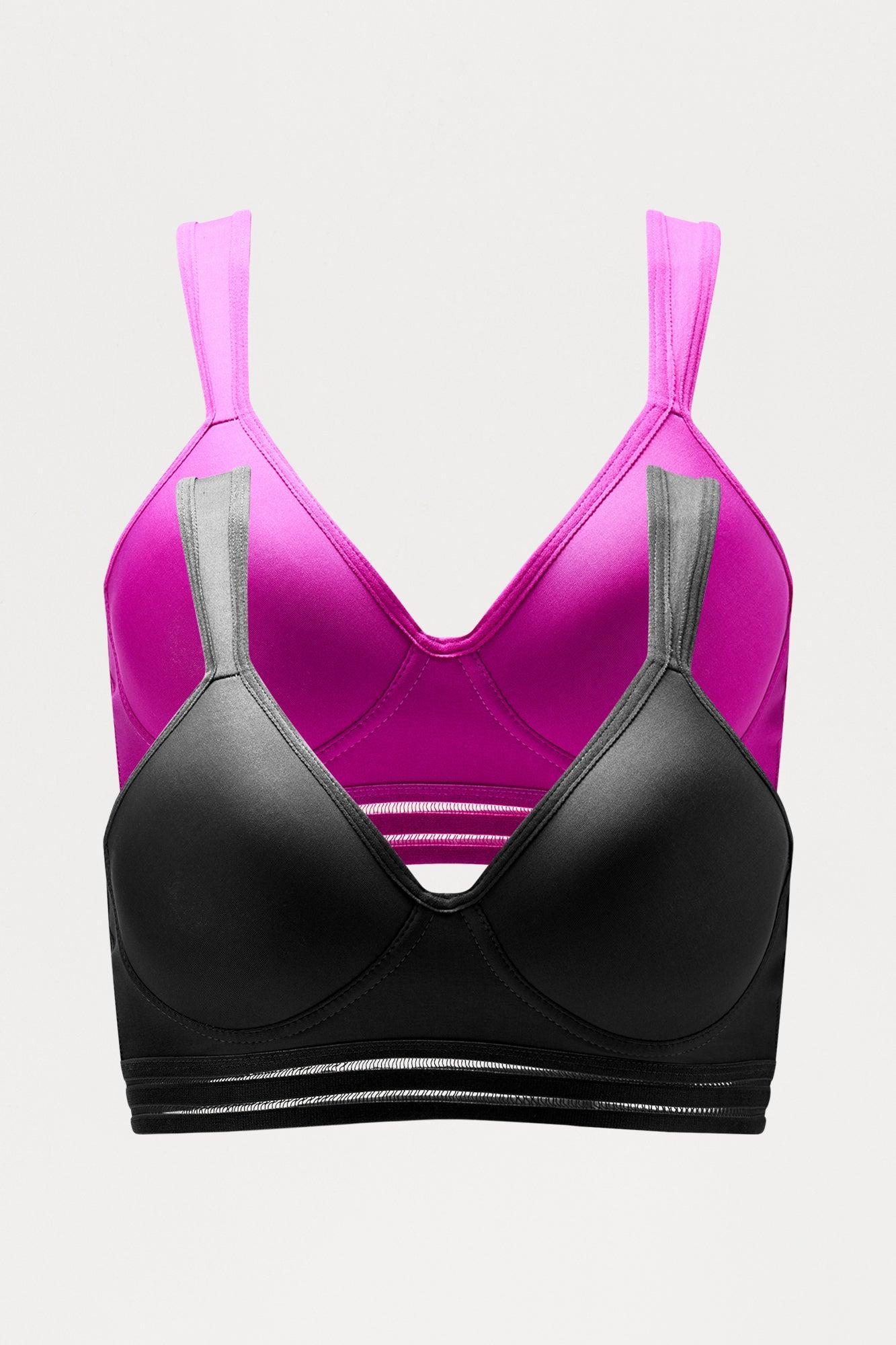 Sporty Look 2 Pack Wireless Molded Cup Microfiber Bra - Purple/combo Product Image