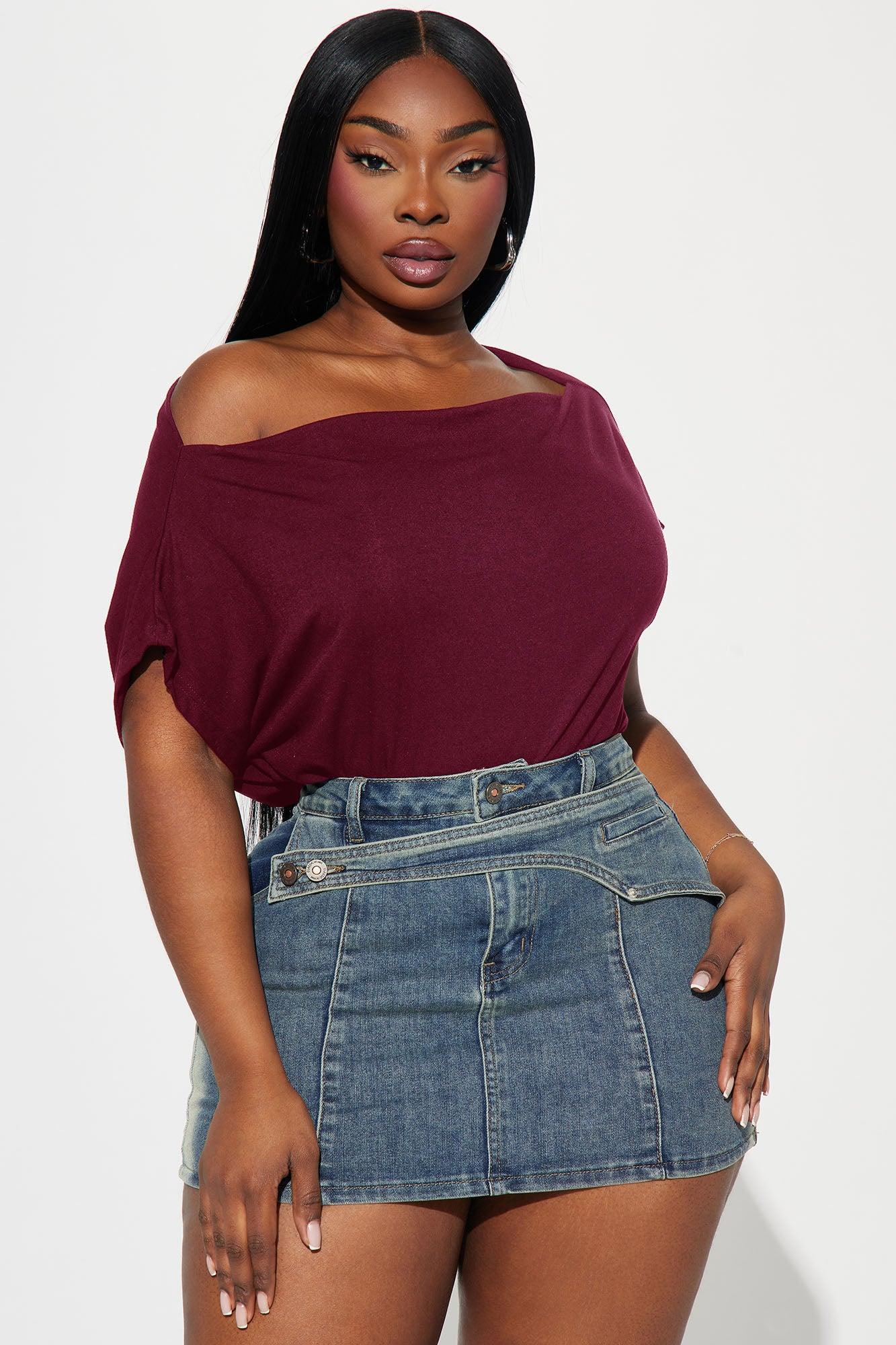 Eva Effortless One Shoulder Top - Burgundy Female Product Image