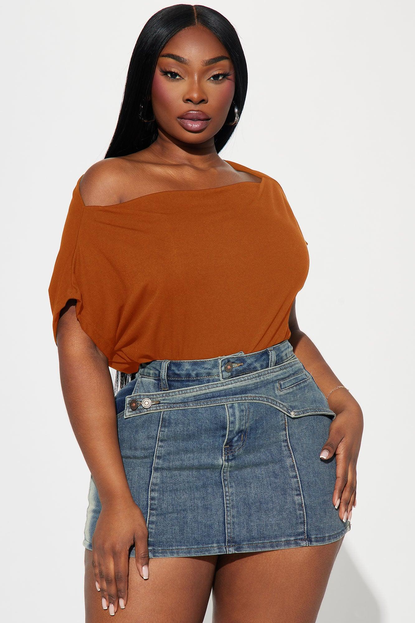 Eva Effortless One Shoulder Top - Orange Product Image