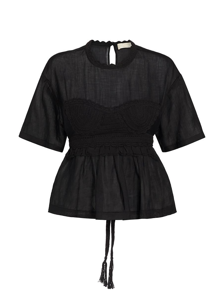 Womens Cari Crochet Applique Top Product Image