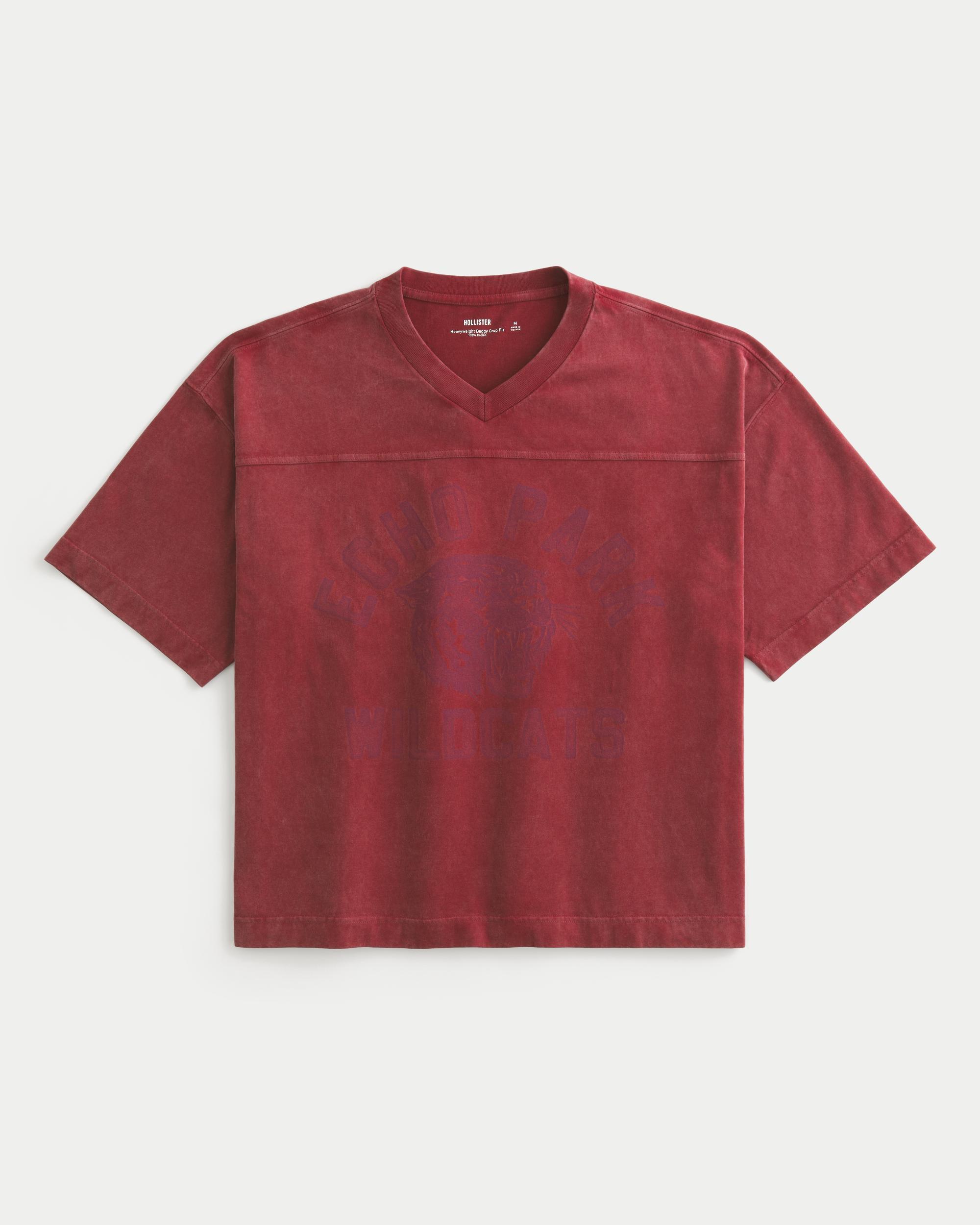 Heavyweight Baggy Crop Varsity Graphic Football Tee Product Image
