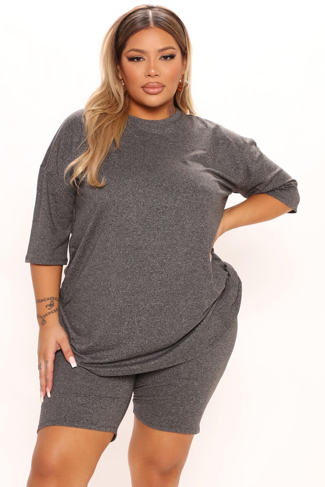 Weekend Vibes Short Set - Charcoal Product Image