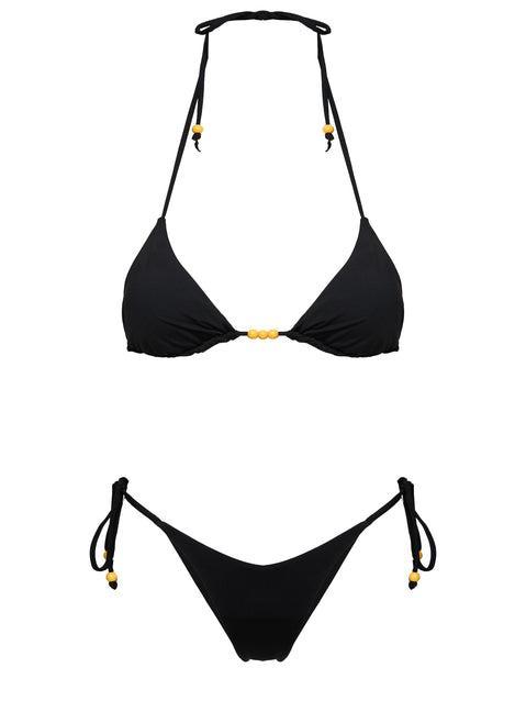 Nevaeh Beaded Triangle Bikini Top Black Product Image