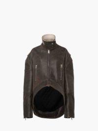 CURVED LEATHER HEM HIGH NECK JACKET in brown | JW Anderson US  Product Image