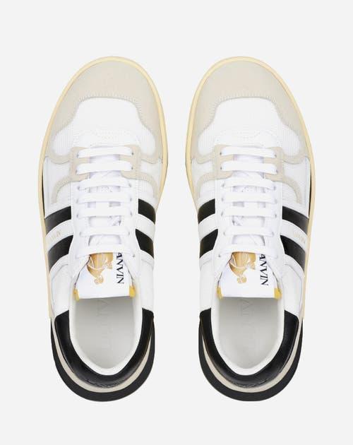 LANVIN Black And White Leather Clay Low Mesh Sneakers Product Image