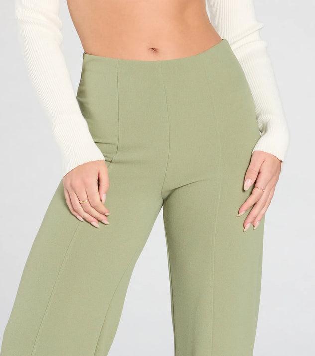 She's All Business Wide-Leg Crepe Trouser Pants Product Image