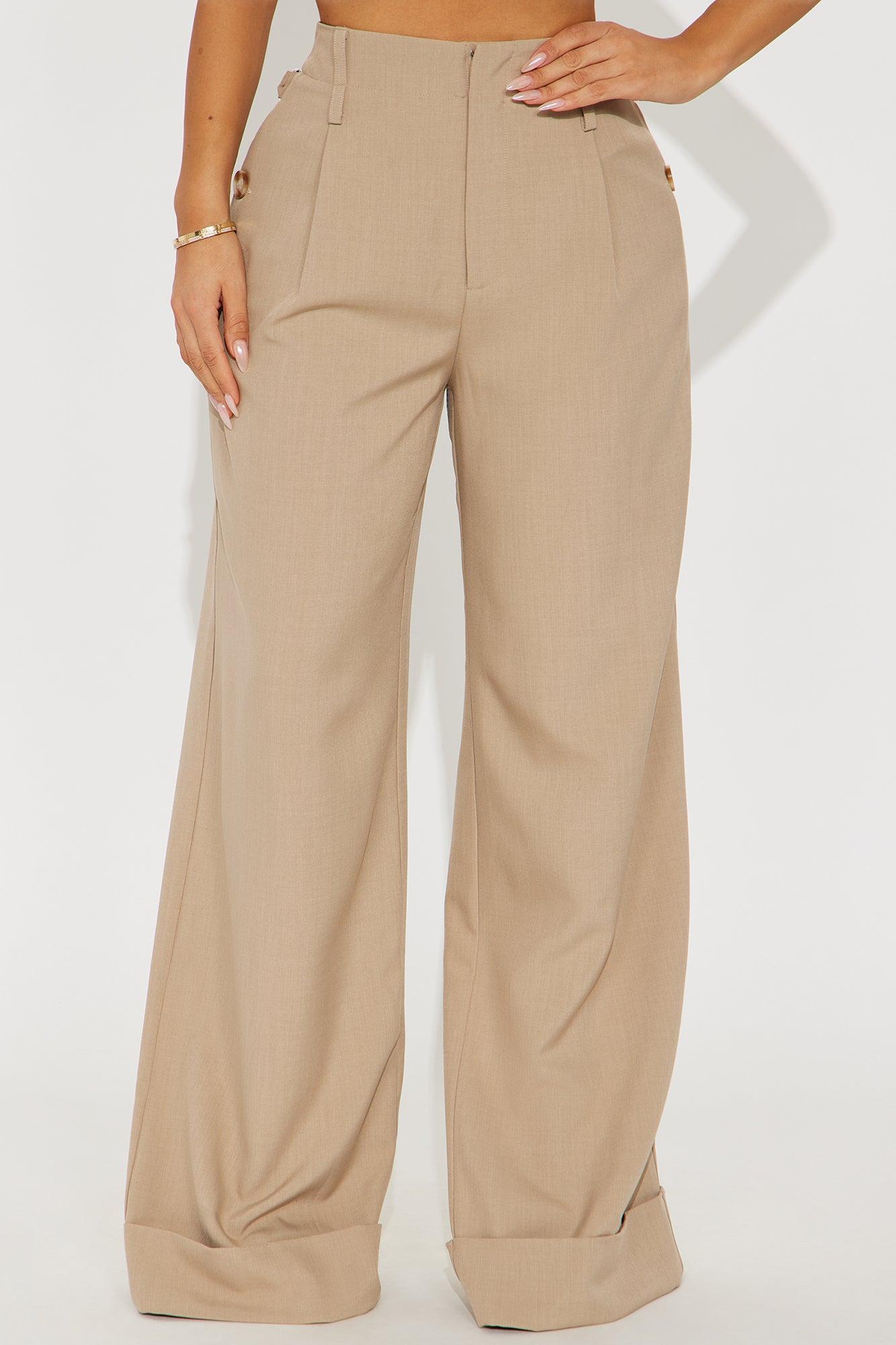 Kiah Cuffed Wide Leg Trouser - Tan Product Image