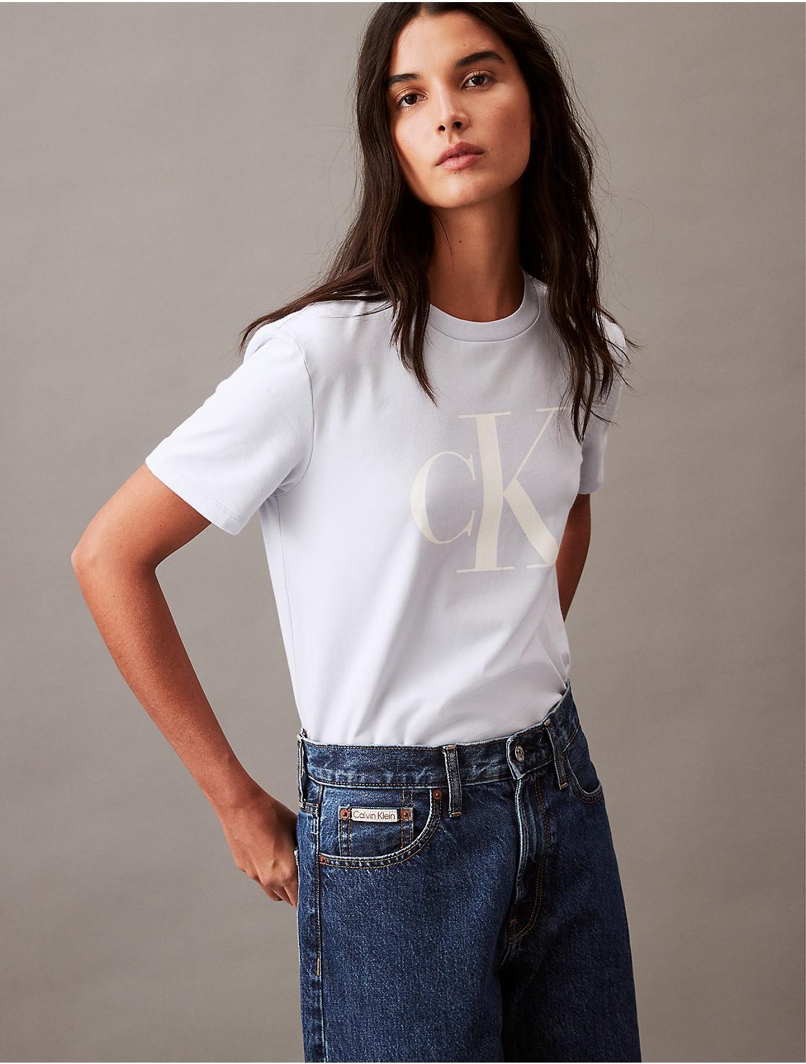 Calvin Klein Women's Monogram Logo Crewneck T-Shirt - Black - M Product Image