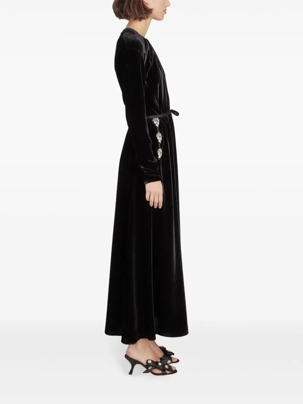 rhinestone-embellished velvet dress Product Image