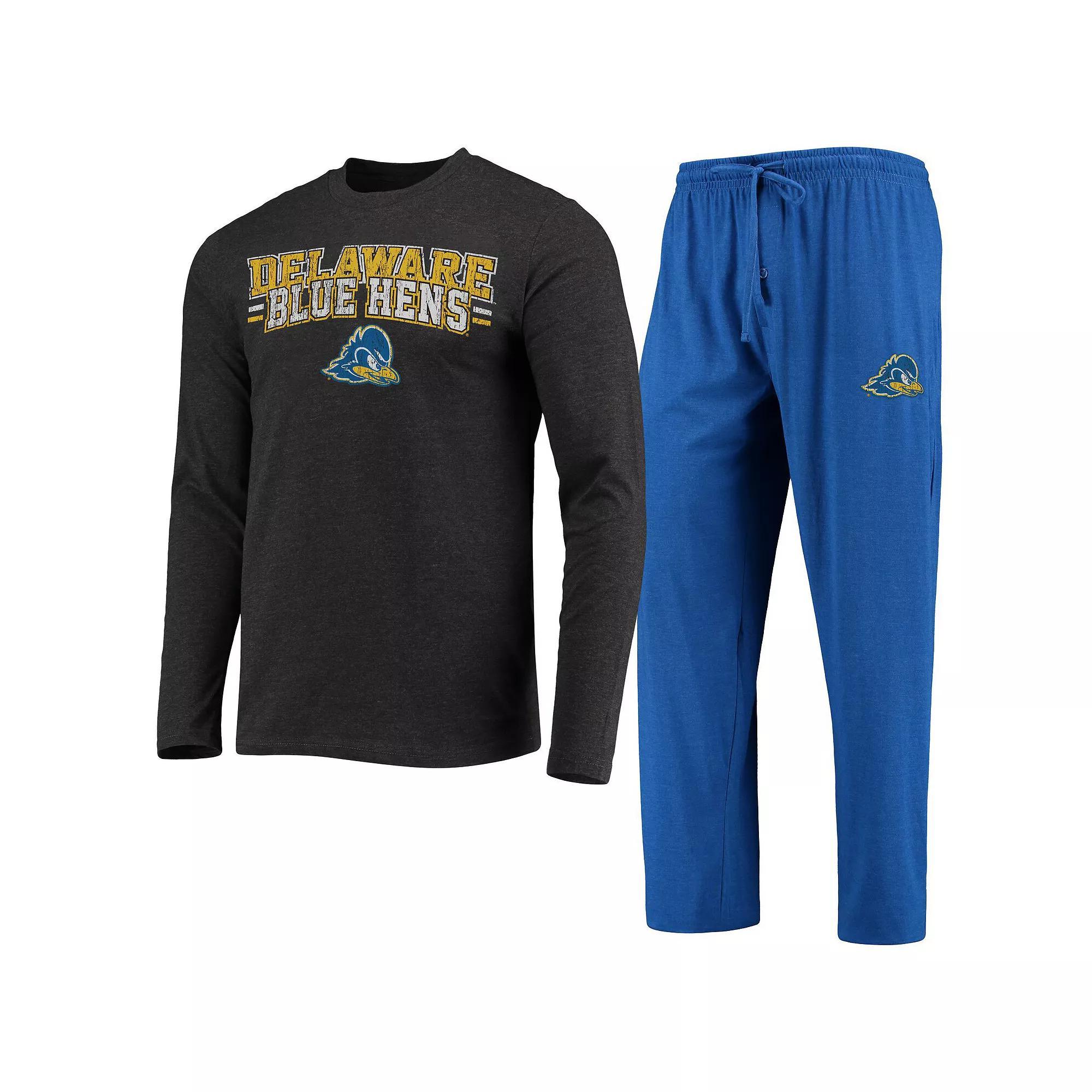 Men's Concepts Sport Royal/Heathered Charcoal Delaware Fightin' Blue Hens Meter Long Sleeve T-Shirt & Pants Sleep Set, Size: 2XL Product Image