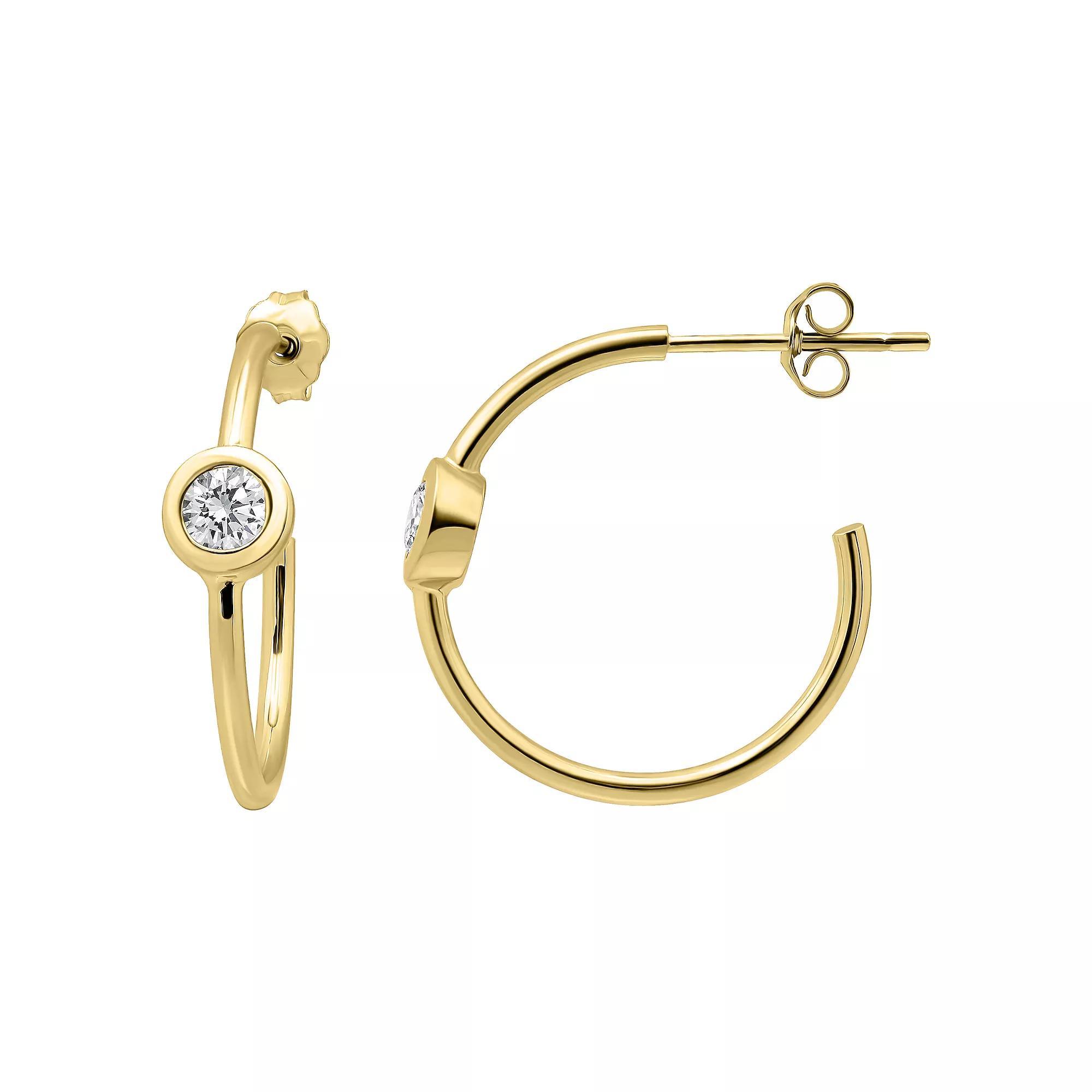 Aleure Precioso Sterling Silver Cubic Zirconia 21 mm C-Hoop Earrings, Women's Product Image