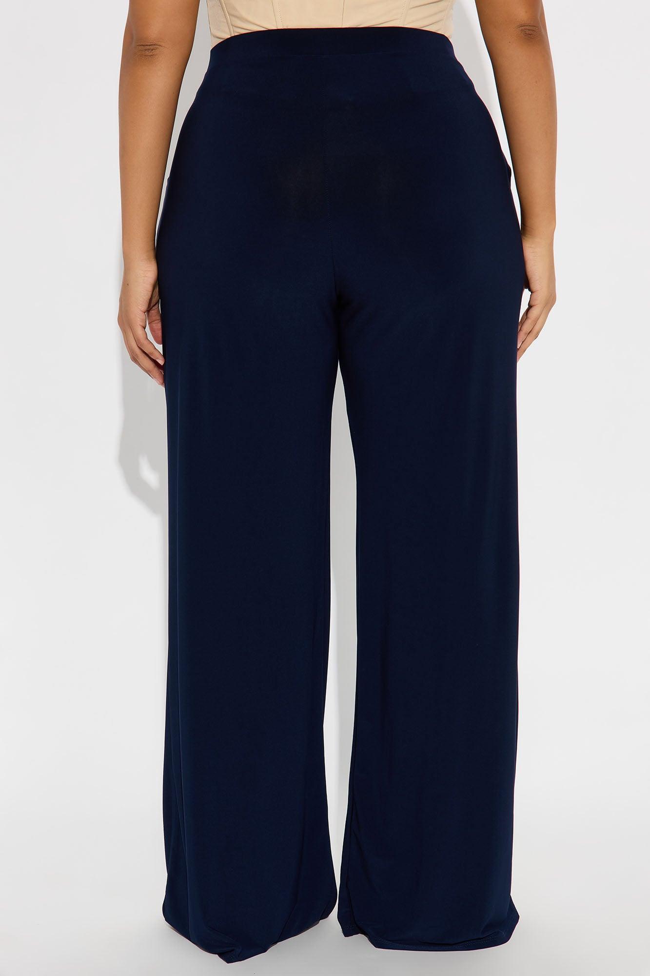 Promise Me Low Rise Wide Leg Travel Pant 33 - Navy Product Image