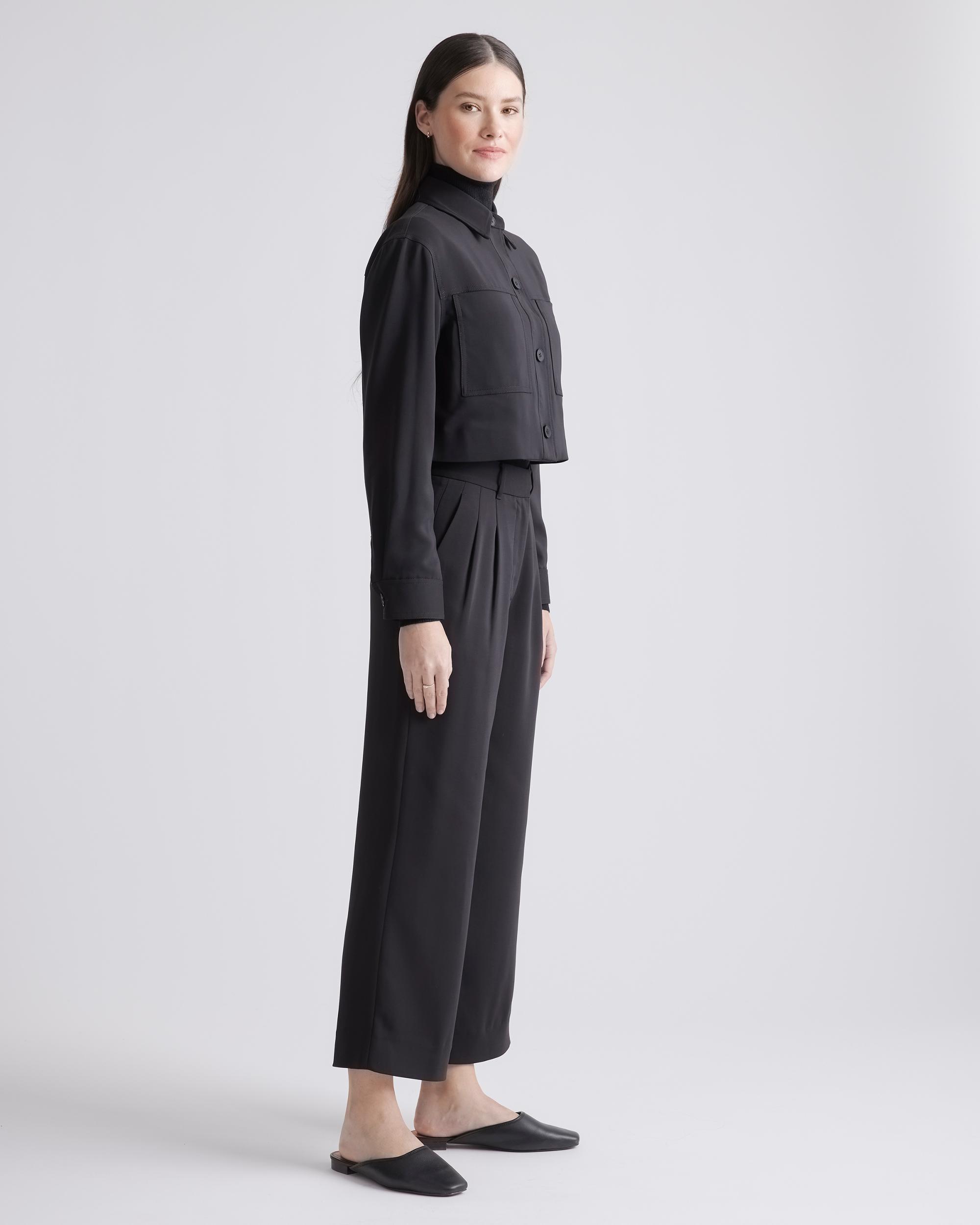 Quince | Women's Stretch Crepe Cropped Jacket Size XL, Recycled Polyester / Spandex Product Image