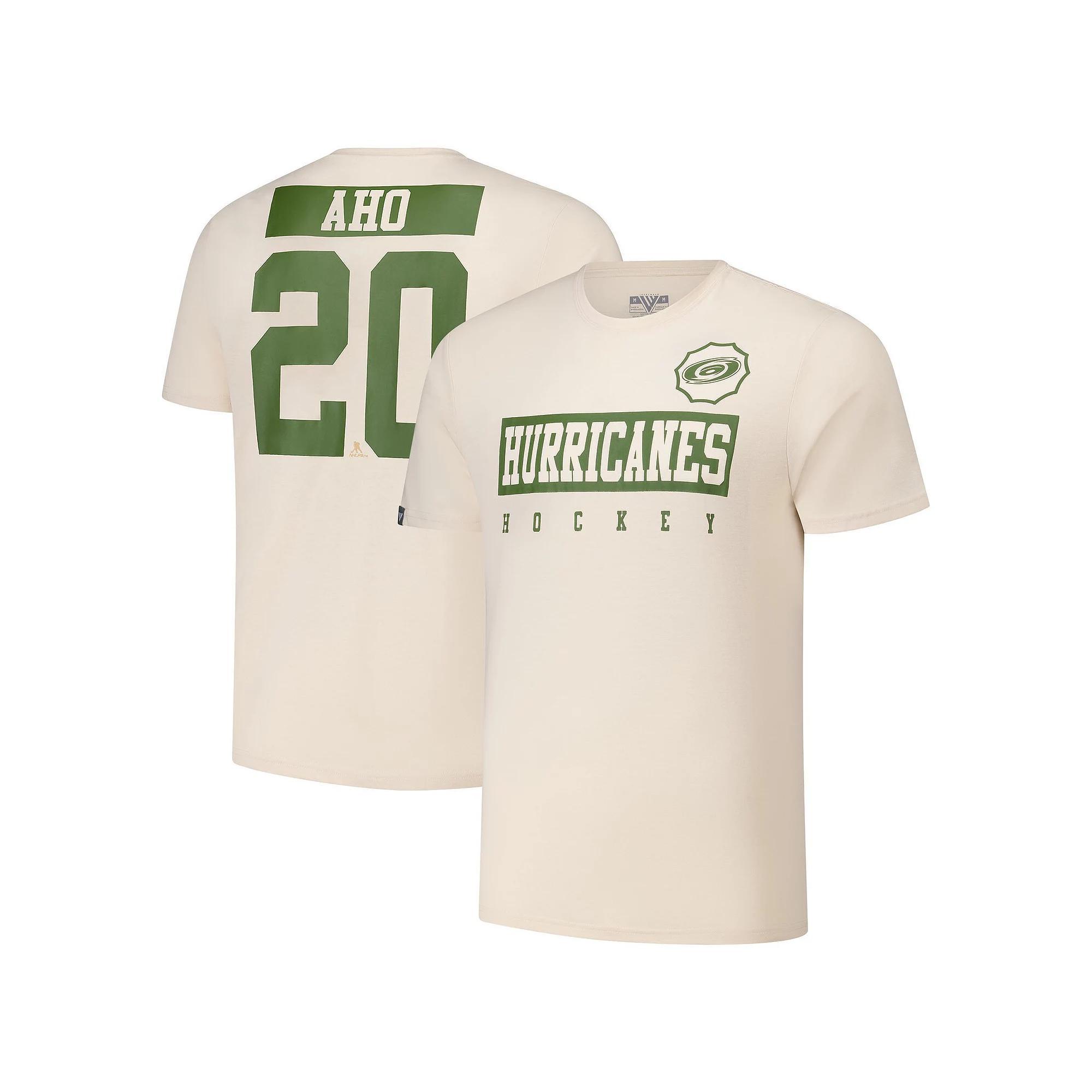 Mens Levelwear Sebastian Aho Khaki Carolina Hurricanes 2024 NHL Military Appreciation Richmond Delta Player Name & Number T-Shirt Product Image