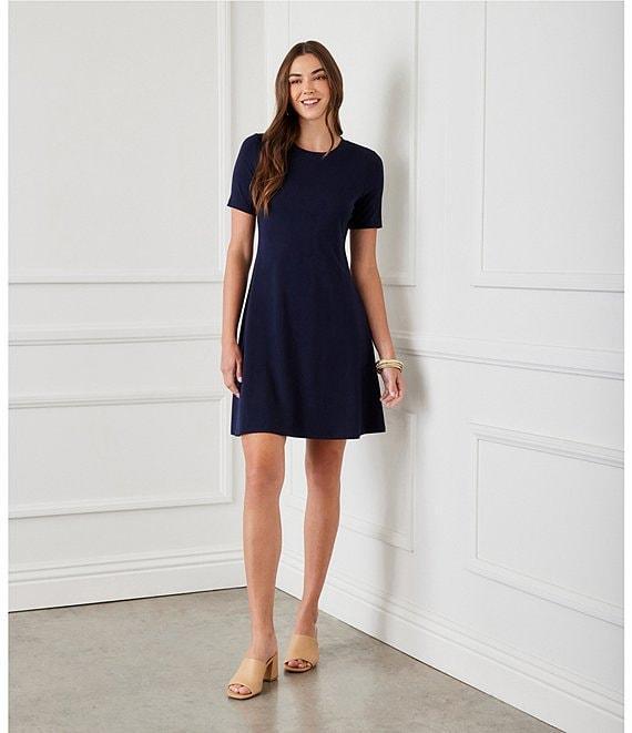 Karen Kane Knit Crew Neck Short Sleeve A-Line Dress Product Image