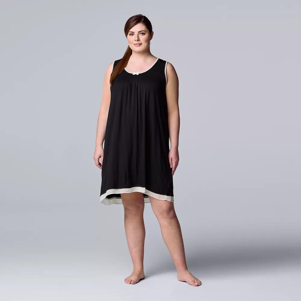 Plus Size Simply Vera Vera Wang Basic Luxury Chemise, Women's, Size: 3XL, Black Product Image
