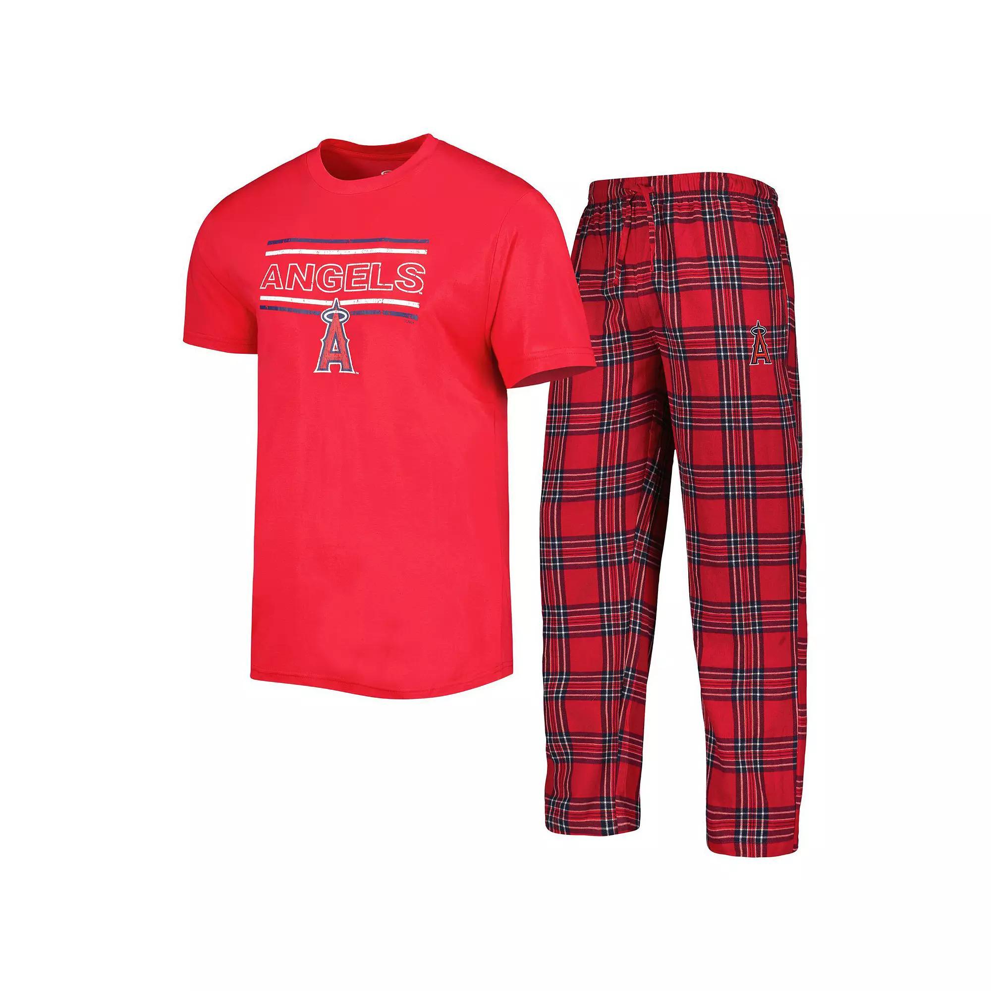 Men's Concepts Sport Red/Navy Los Angeles Angels Badge T-Shirt & Pants Sleep Set, Size: 4XL Product Image