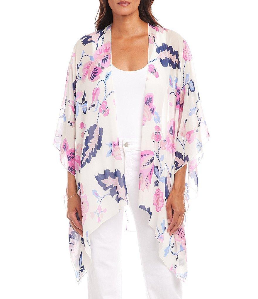 Karen Kane Floral 3/4 Sleeve Open Front Kimono Product Image