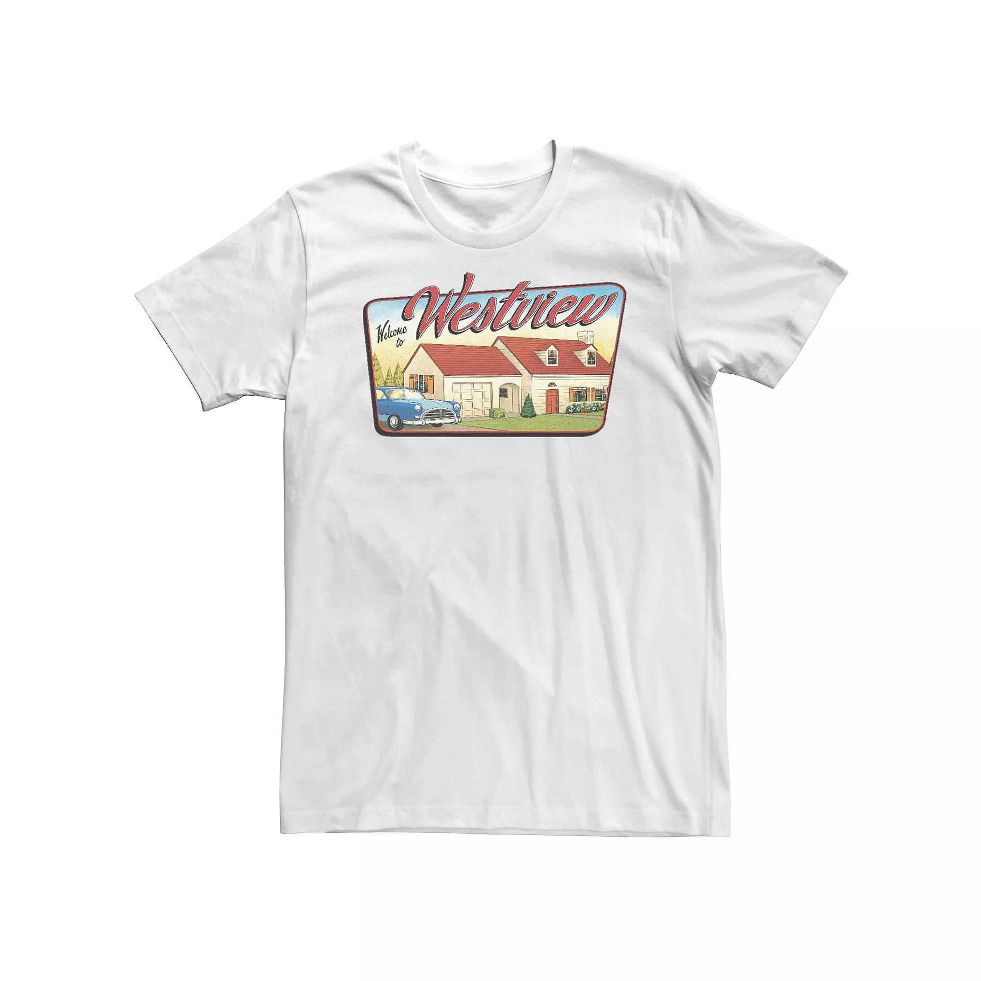 Big & Tall Marvel WandaVision Welcome To Westview Tee, Men's, Size: 3XL Tall, White Product Image