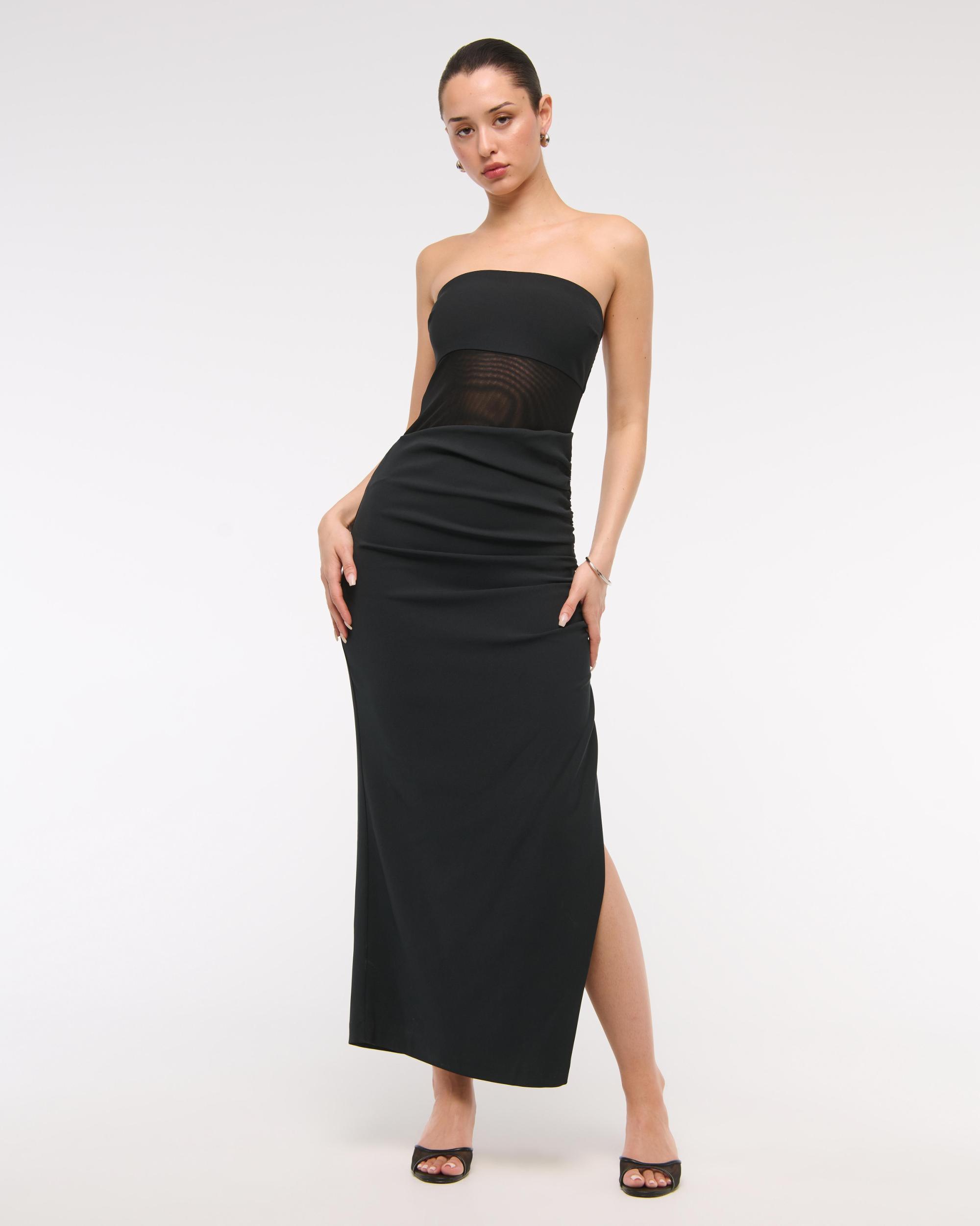 Sheer Draped Maxi Dress Product Image