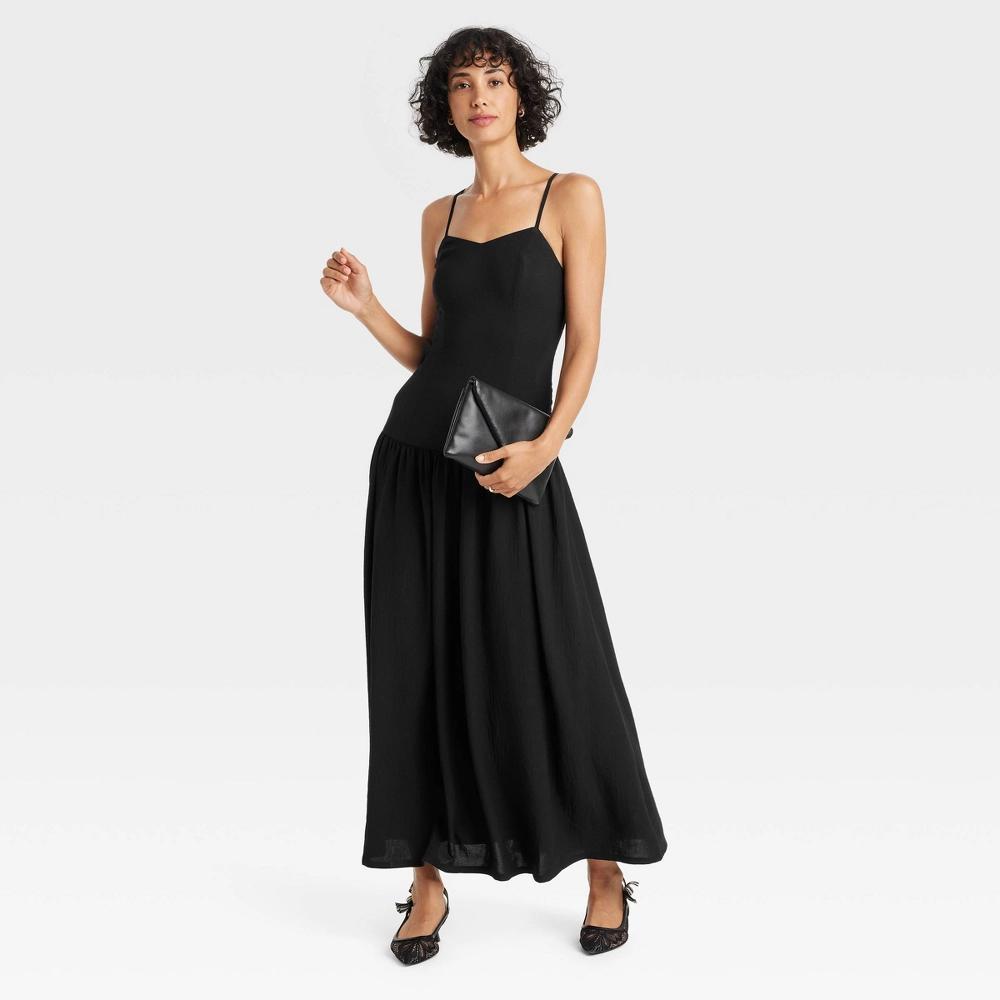 Women's Maxi Drop Waist Dress - A New Day™ Black L Product Image