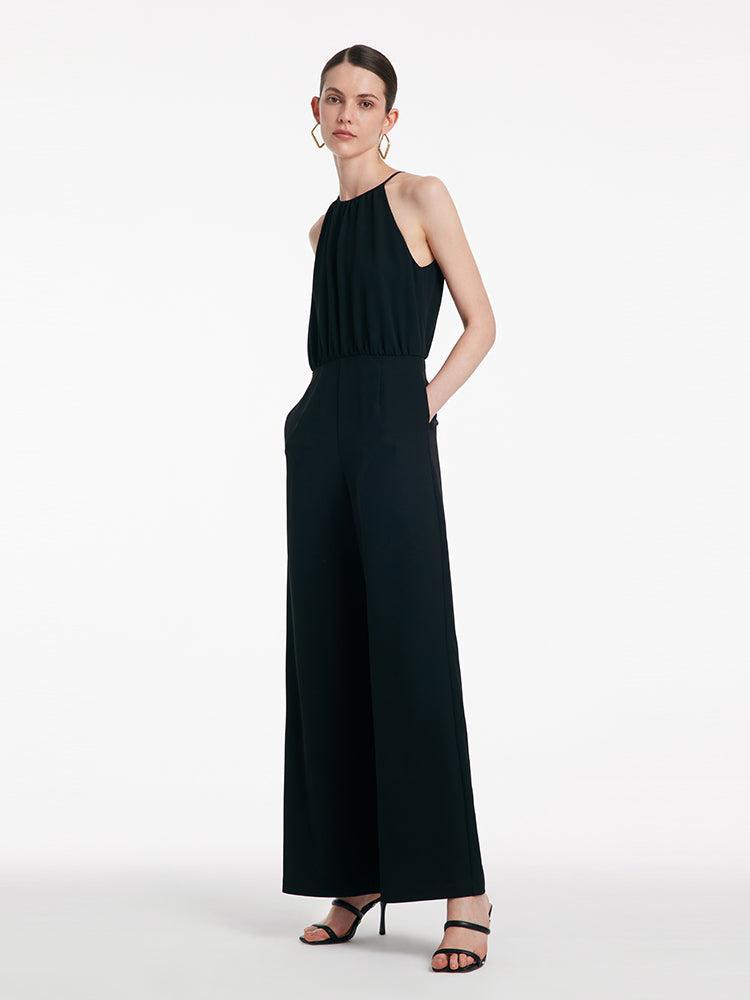 Halter Camisole Gathered Waist Jumpsuit Product Image