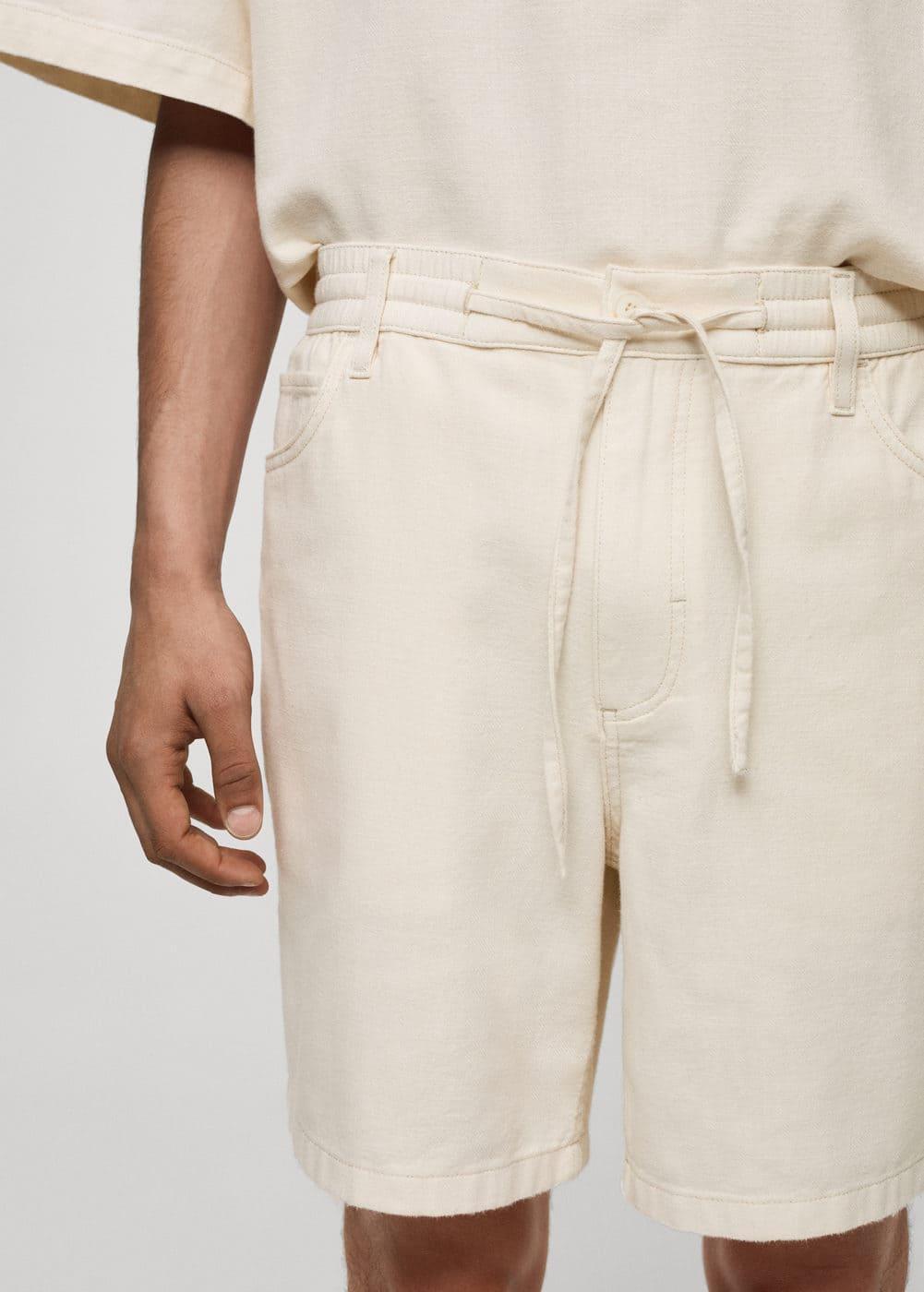Mango Mens Drawstring Detail Cotton Shorts Product Image