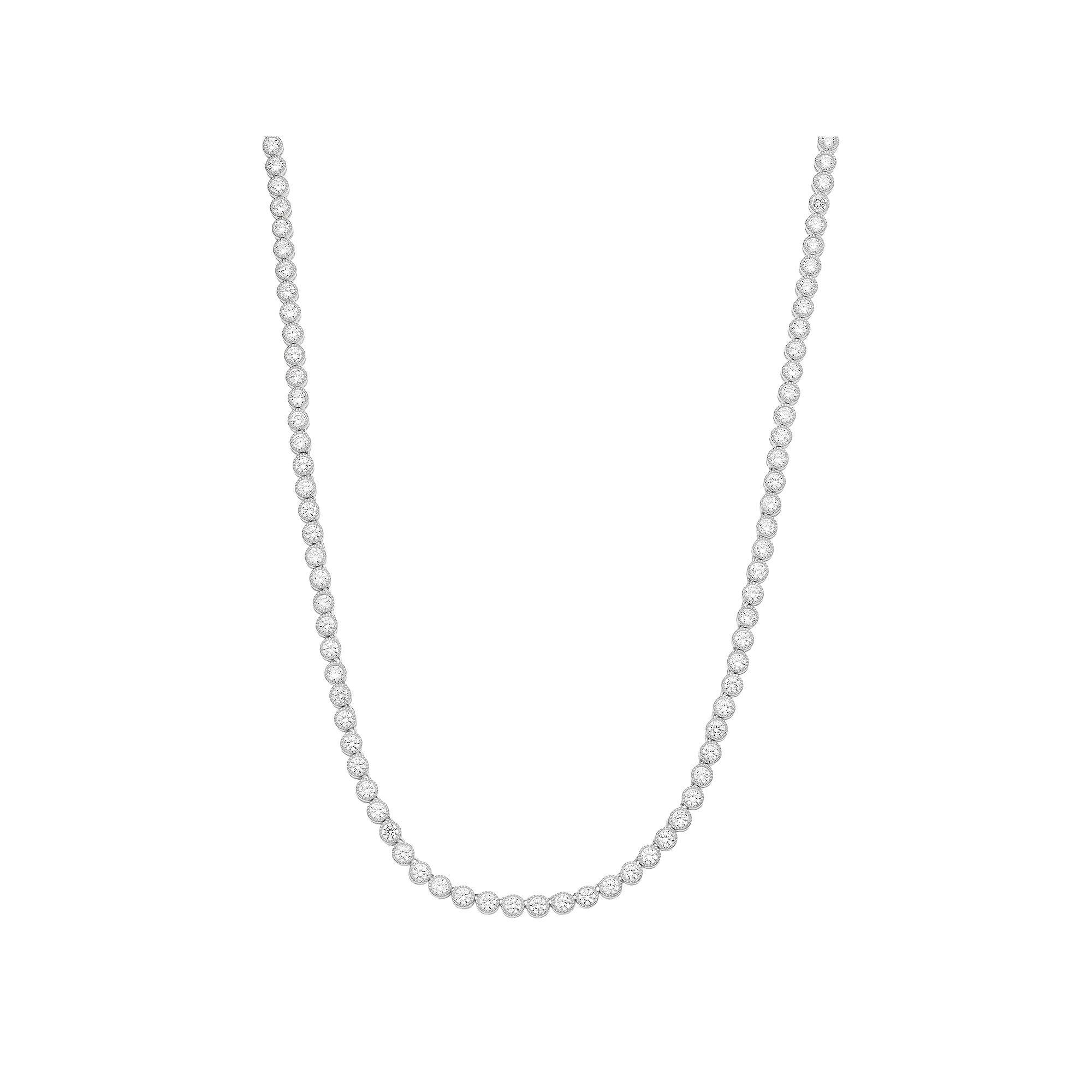 Sterling Silver Cubic Zirconia Round Cut Tennis Necklace, Womens Product Image