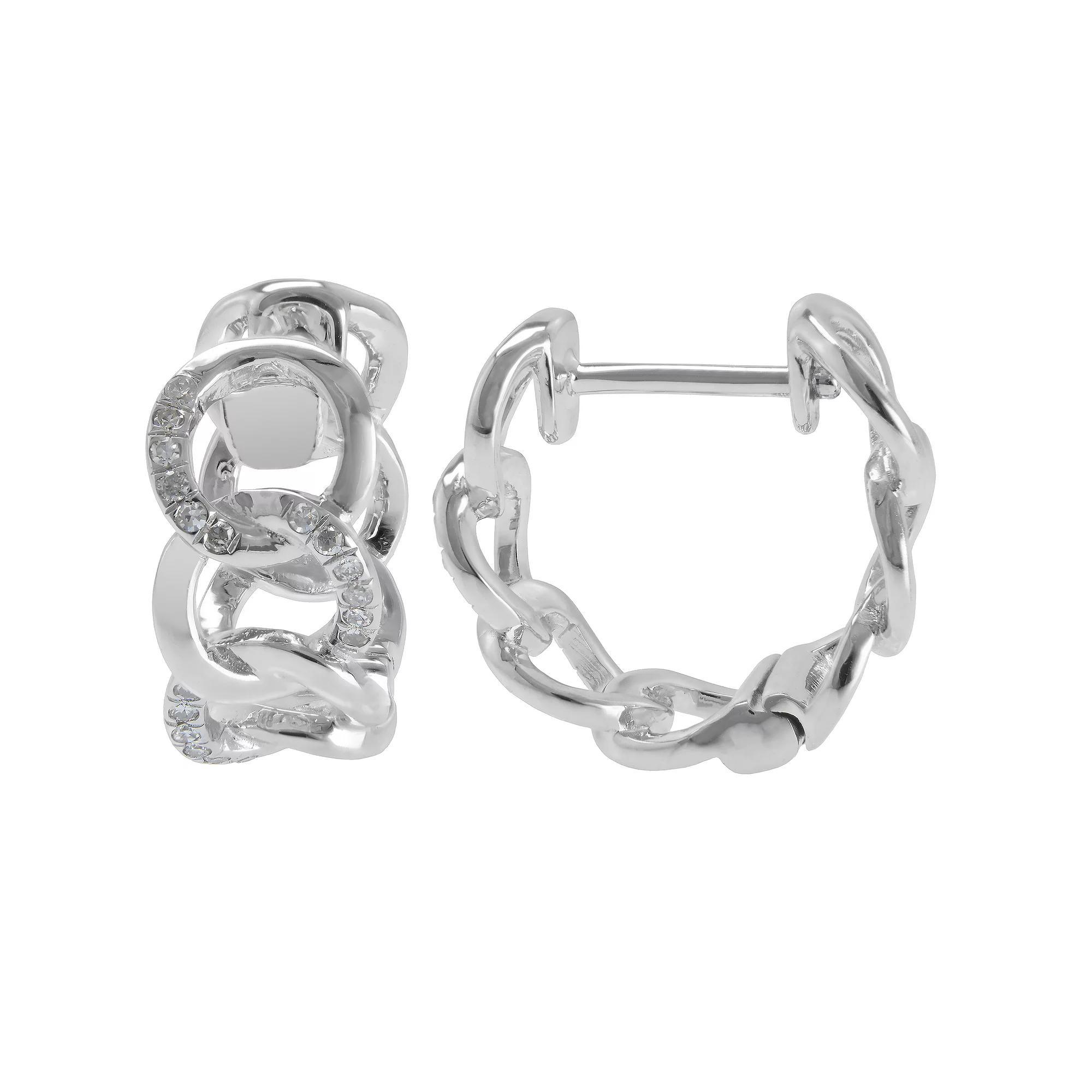 Luxle 14k White Gold 1/8 Carat T.W. Diamond Interlocking Circle Hoop Earrings, Womens Product Image