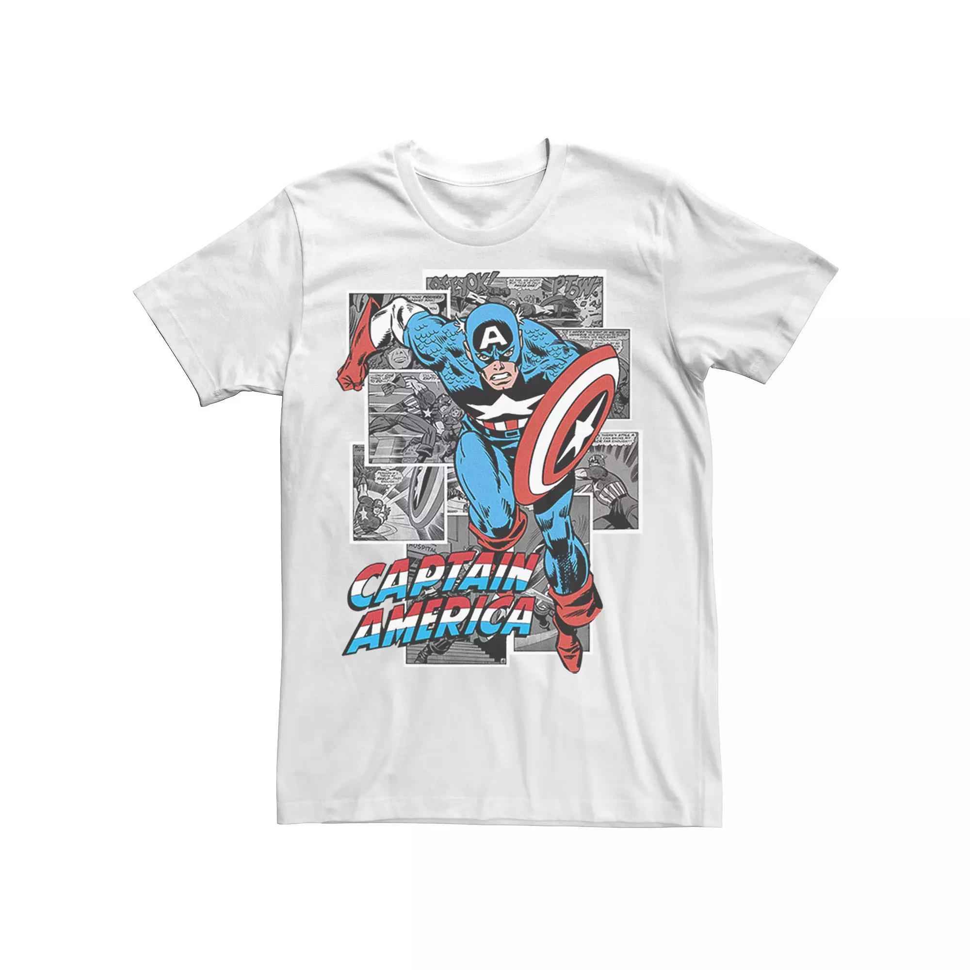 Men's Marvel Avengers Captain American Comic Panel Portrait Tee, Size: XL, White Product Image