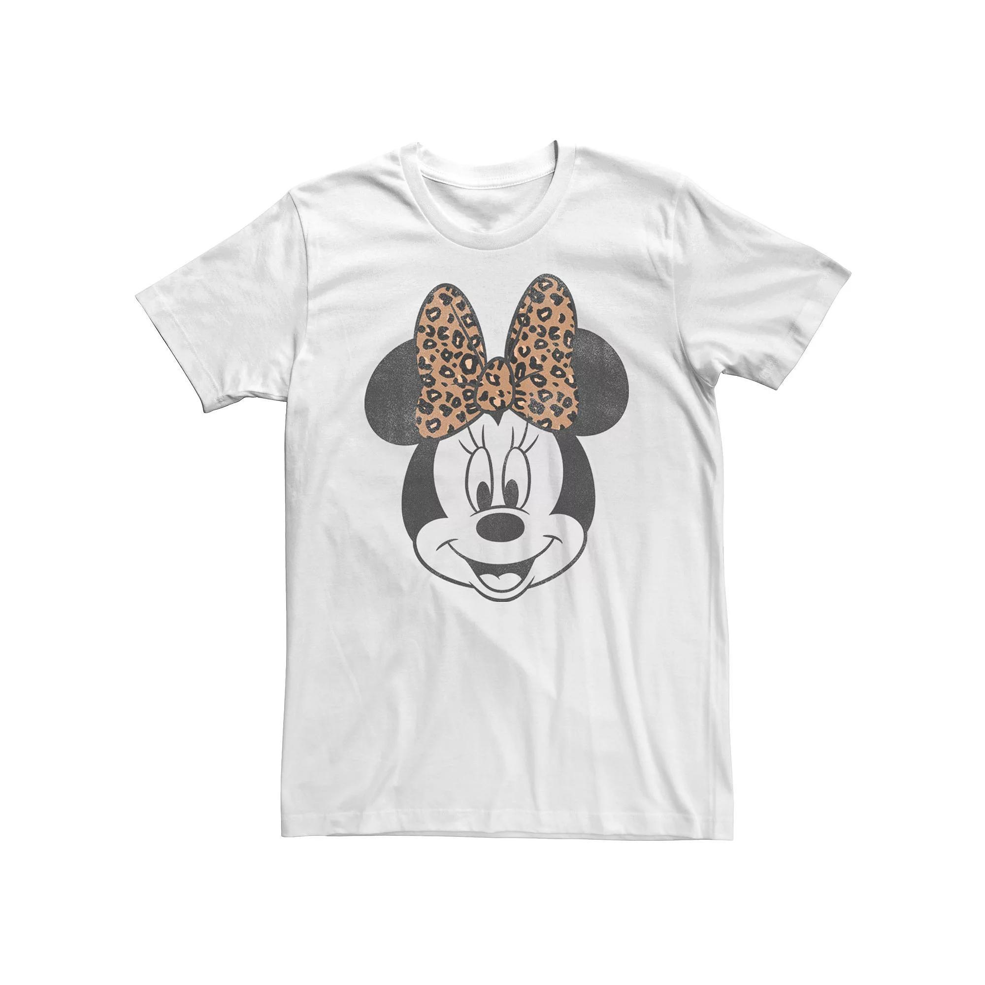 Big & Tall Disney Minnie Mouse Leapord Print Bow Portrait Tee, Men's, Size: XL Tall, White Product Image