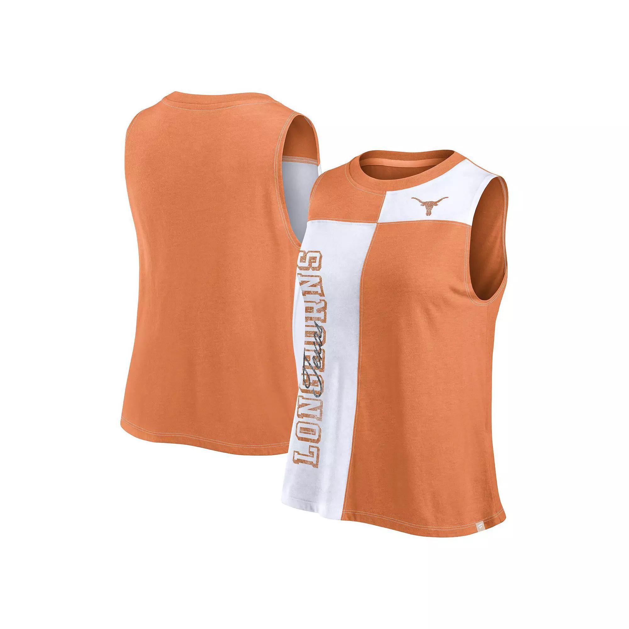 Women's Fanatics Texas Orange/White Texas Longhorns Colorblock High Neck Tank Top, Size: 2XL, Team Product Image