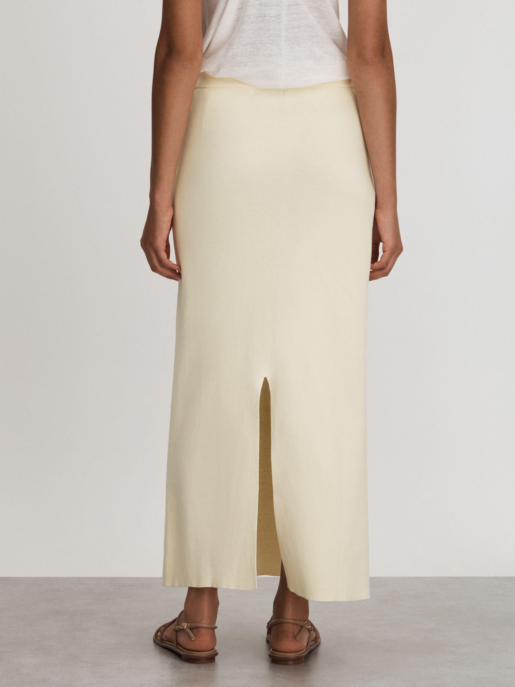 Ines White Anna Quan Knitted Cotton Midi Skirt Product Image
