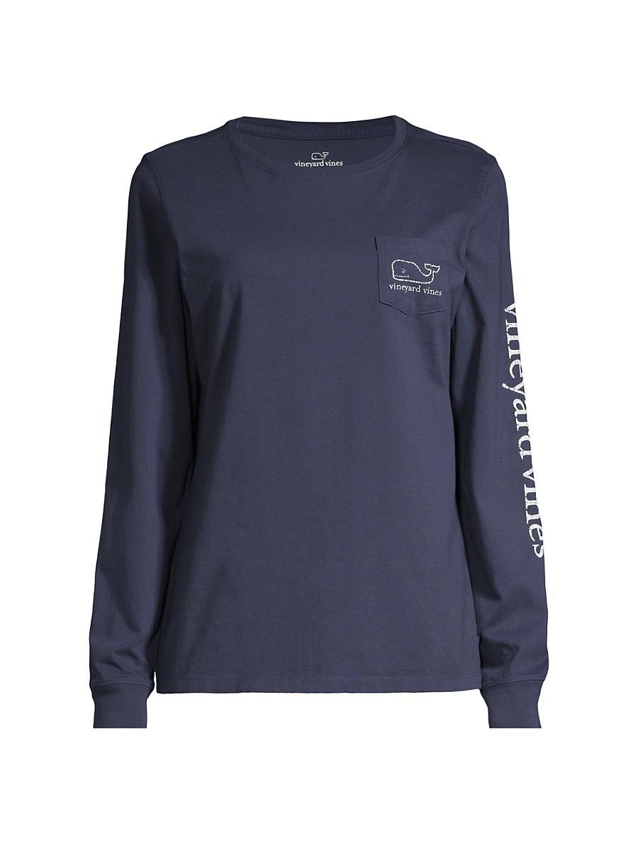 Womens Whale Print Long-Sleeve T-Shirt Product Image