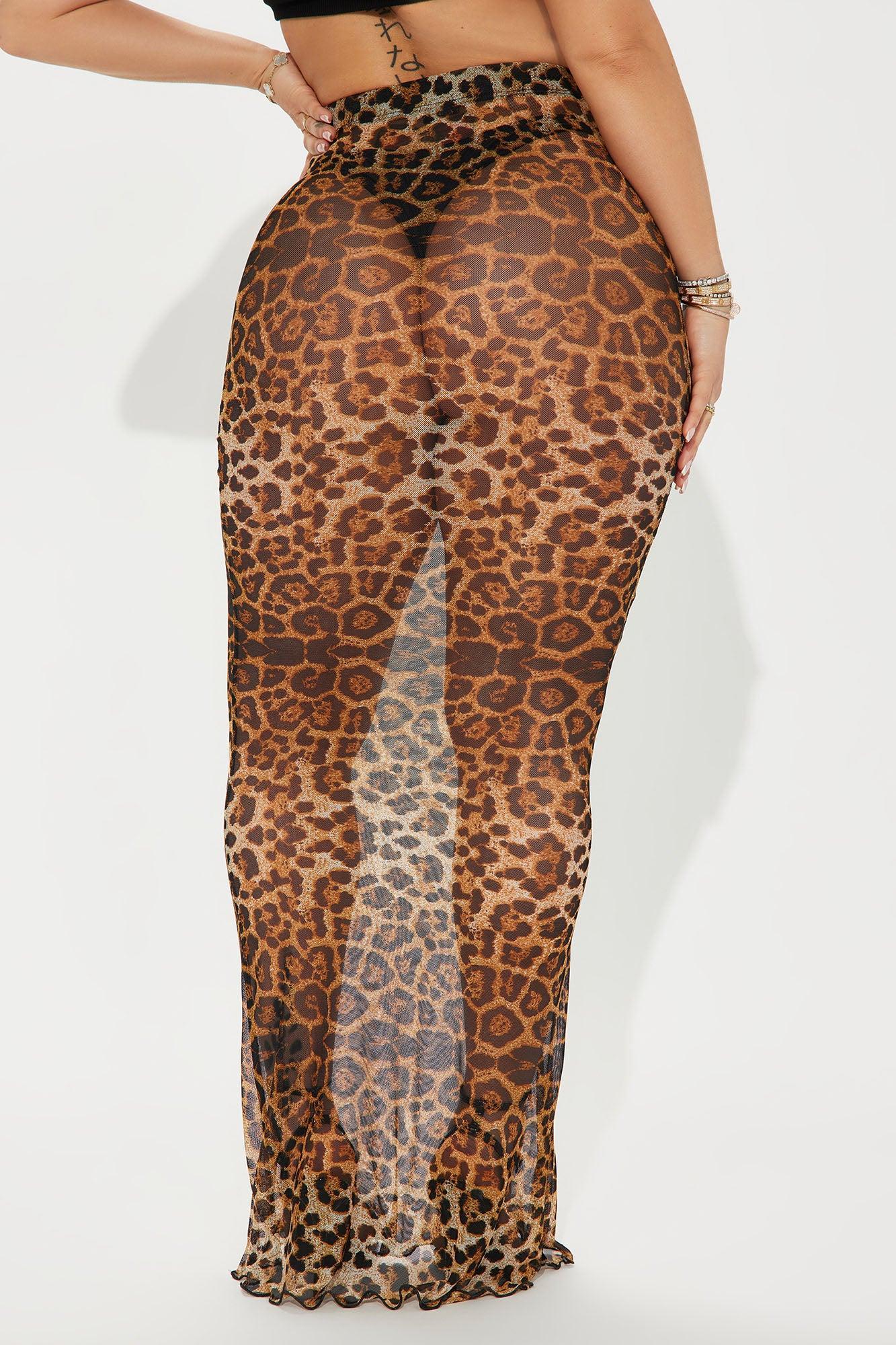 Catch Me Leopard Mesh Maxi Skirt - Brown/combo Product Image