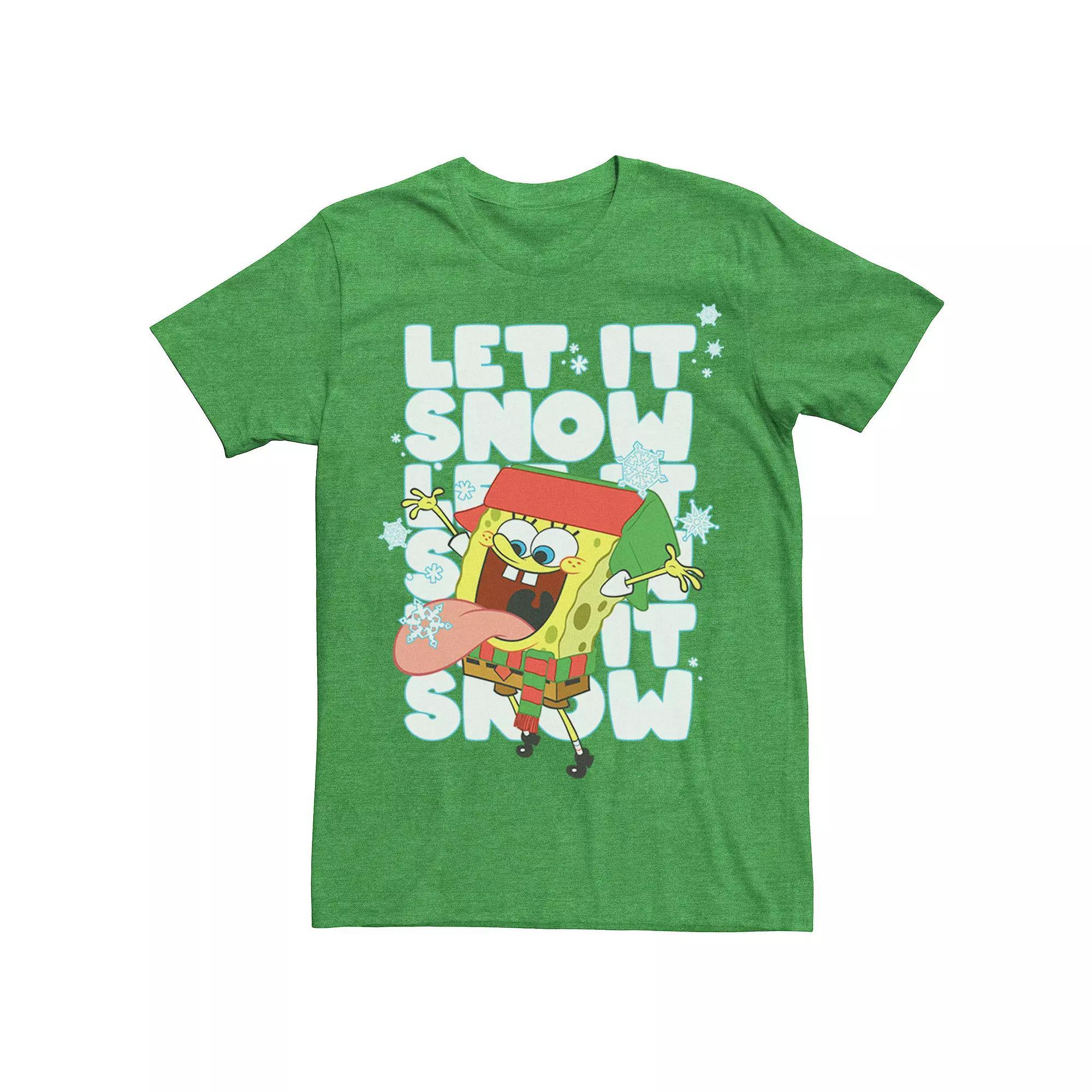 Men's Spongebob Squarepants Let It Snow Tee, Size: XXL, Red Grey Product Image