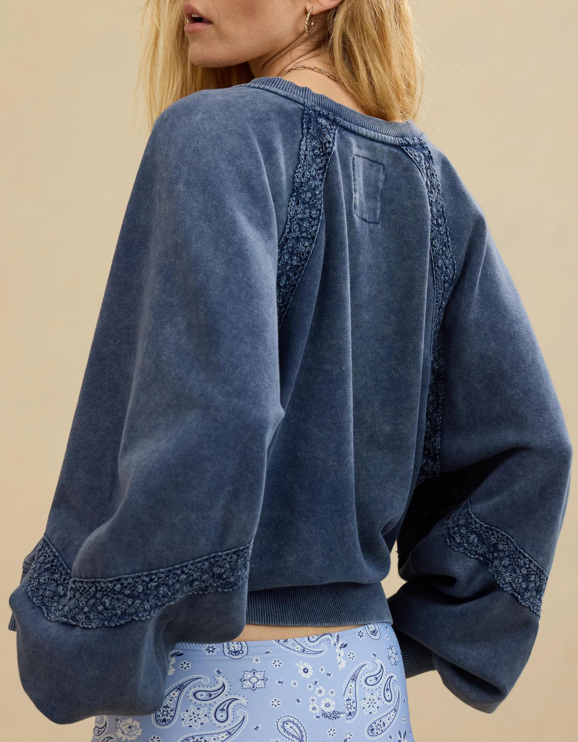 Aerie Hey Crochet Sweatshirt Product Image