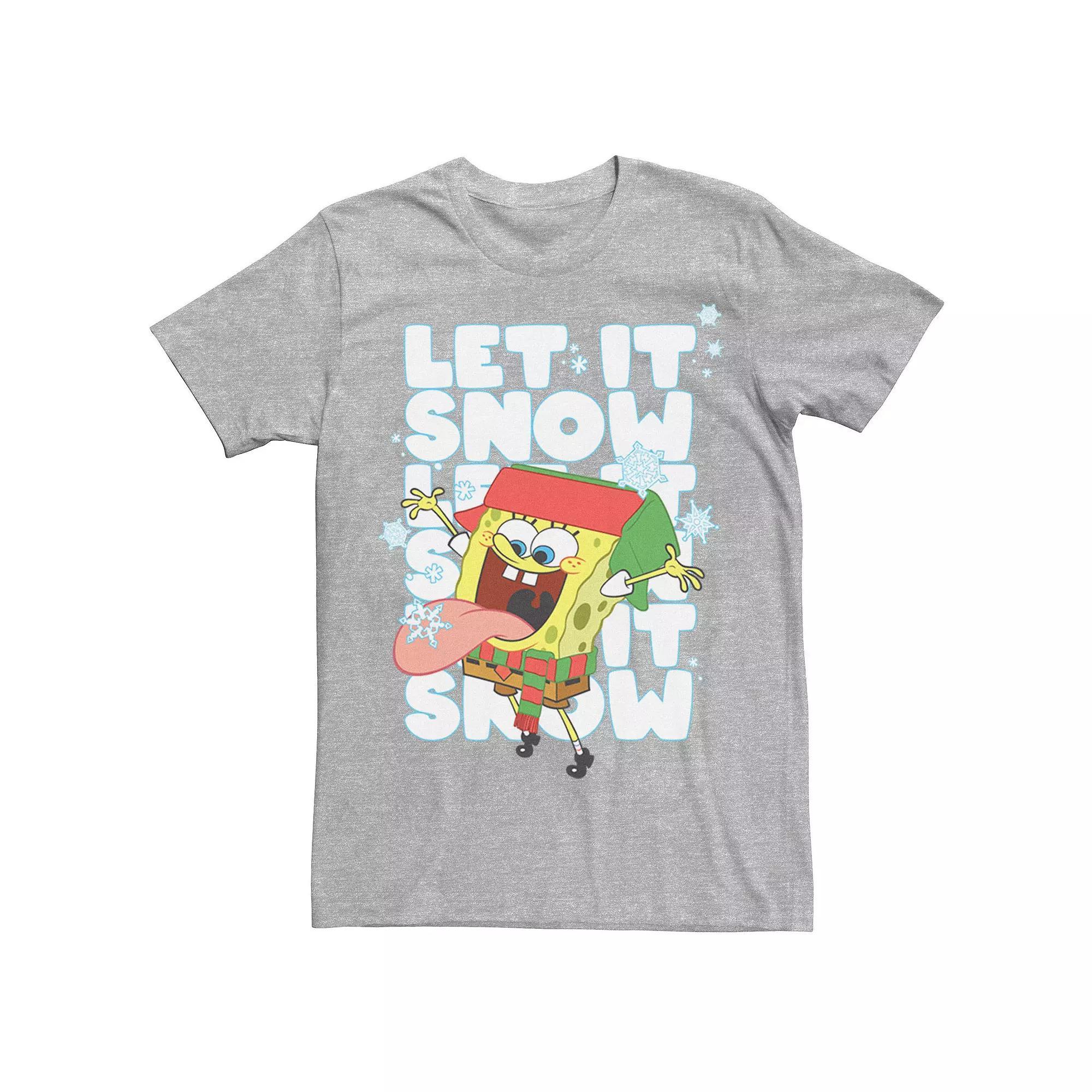 Men's Spongebob Squarepants Let It Snow Tee, Size: XXL, Red Grey Product Image