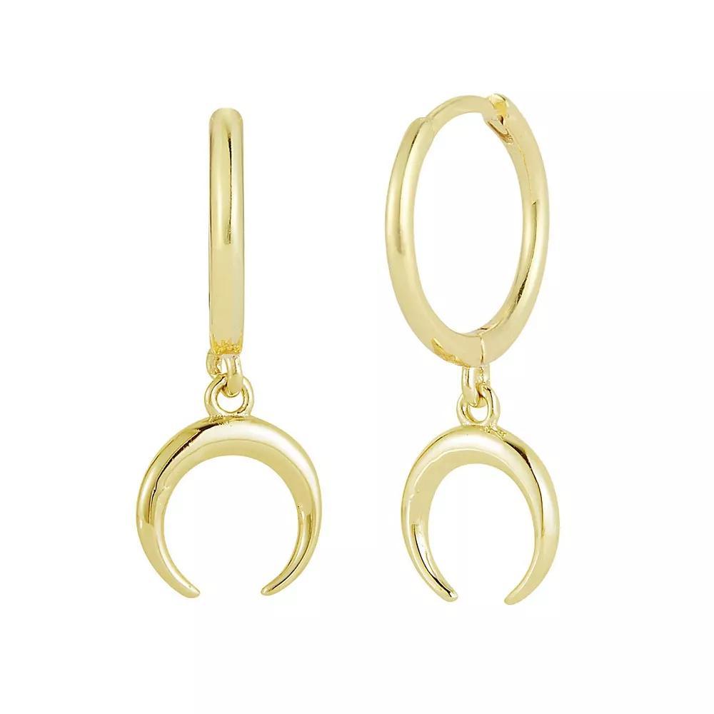 Sunkissed Sterling Crescent Moon Hoop Drop Earring, Women's, Gold Tone Product Image