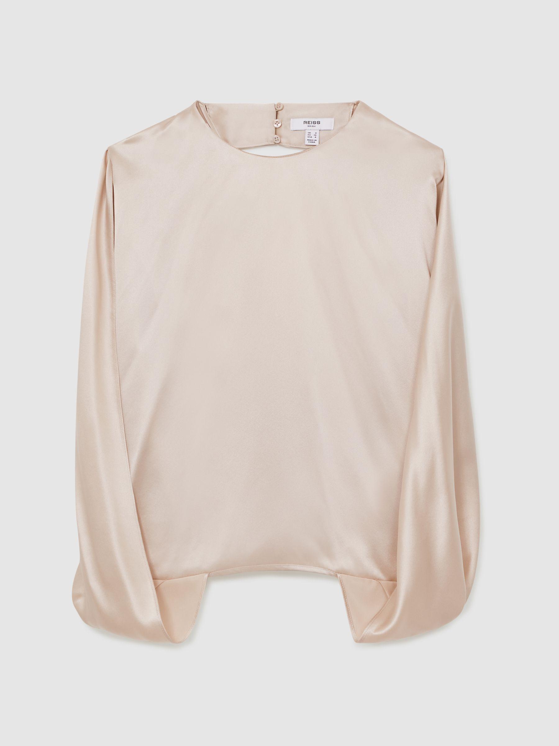 Silk Draped Sleeveless Top in Champagne Neutral Product Image