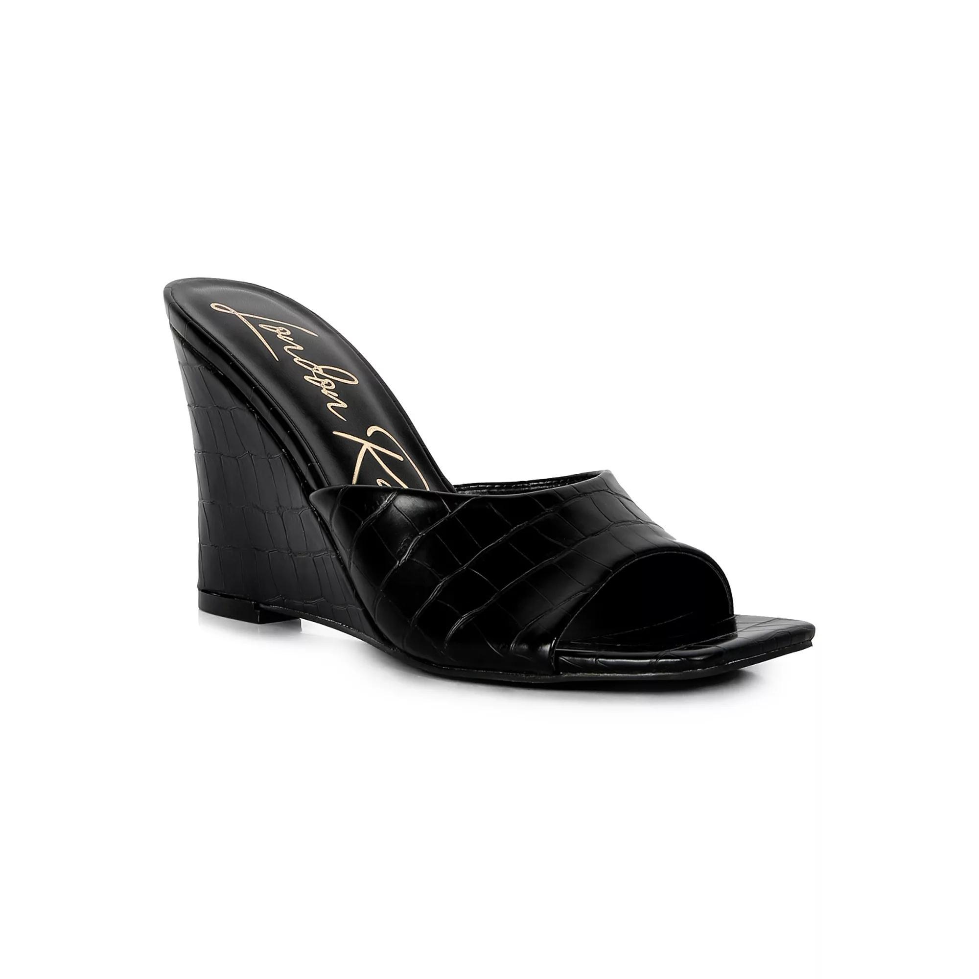 London Rag Norta Women's Wedge Sandals, Size: 7, Black Product Image