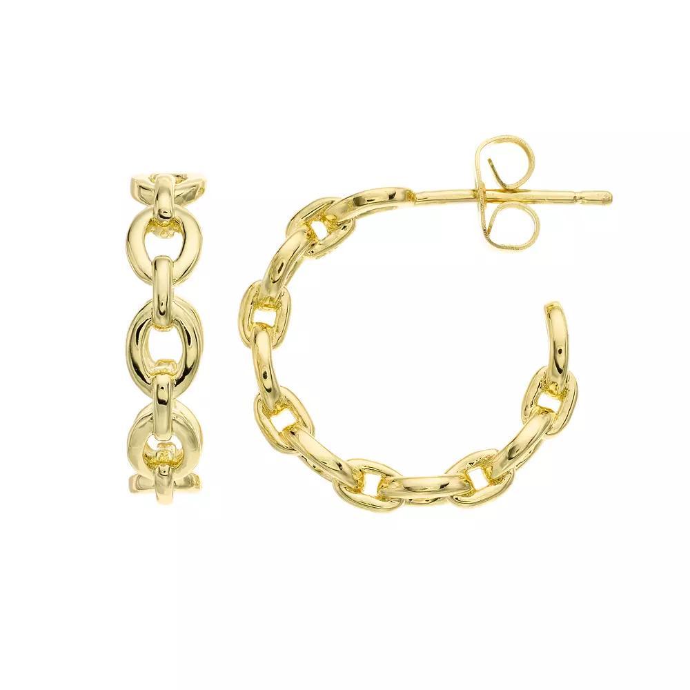 Sterling Silver Chain Link C-Hoop Earrings, Women's, Gold Tone Product Image